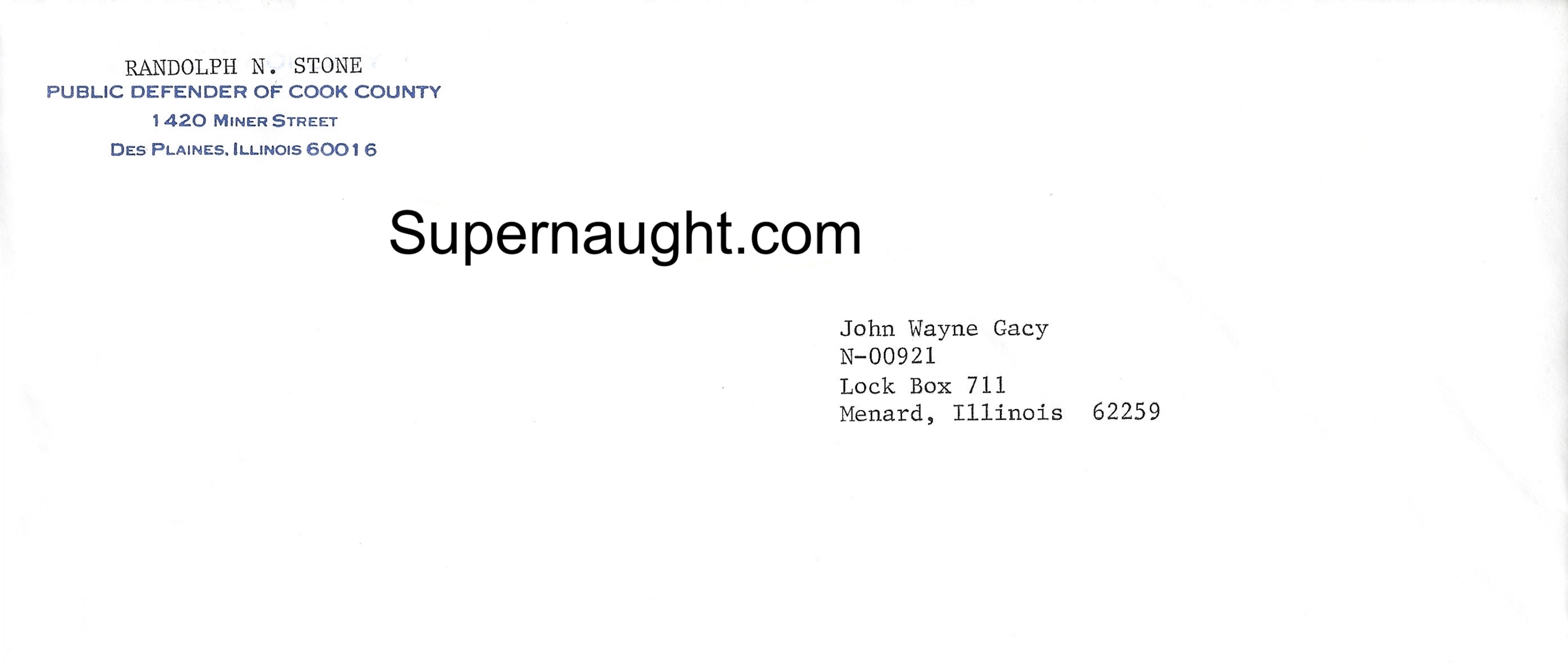 John Wayne Gacy Legal Envelope