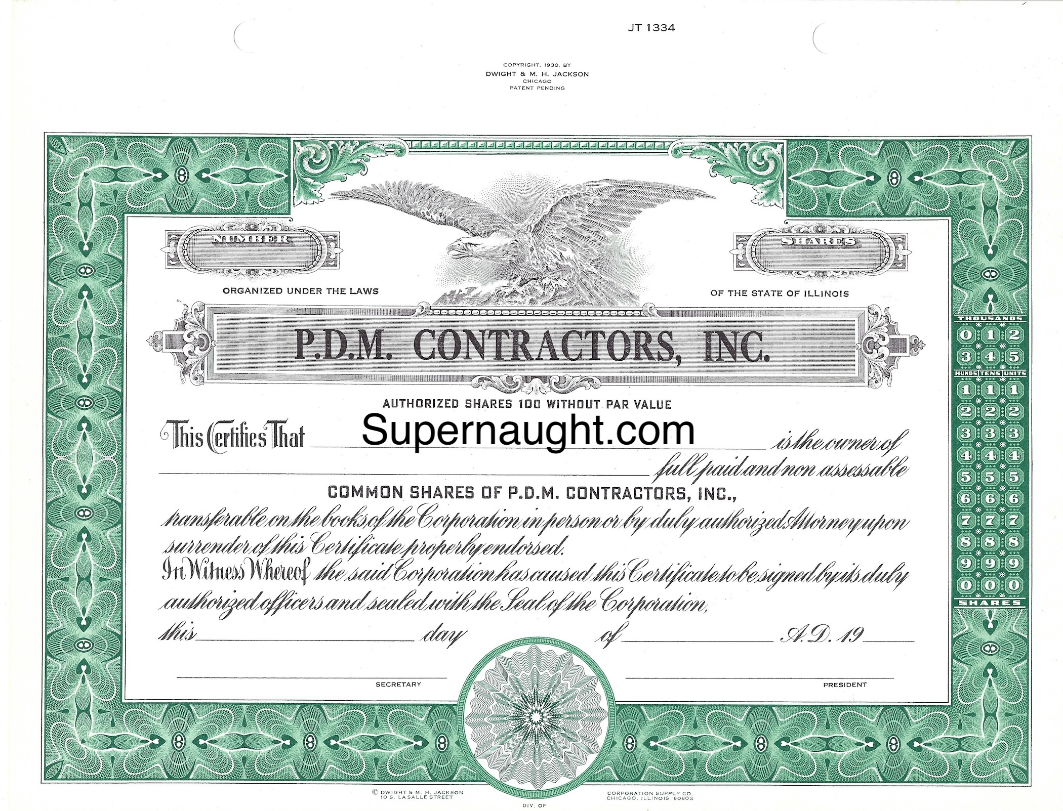John Wayne Gacy PDM Stock Certificate
