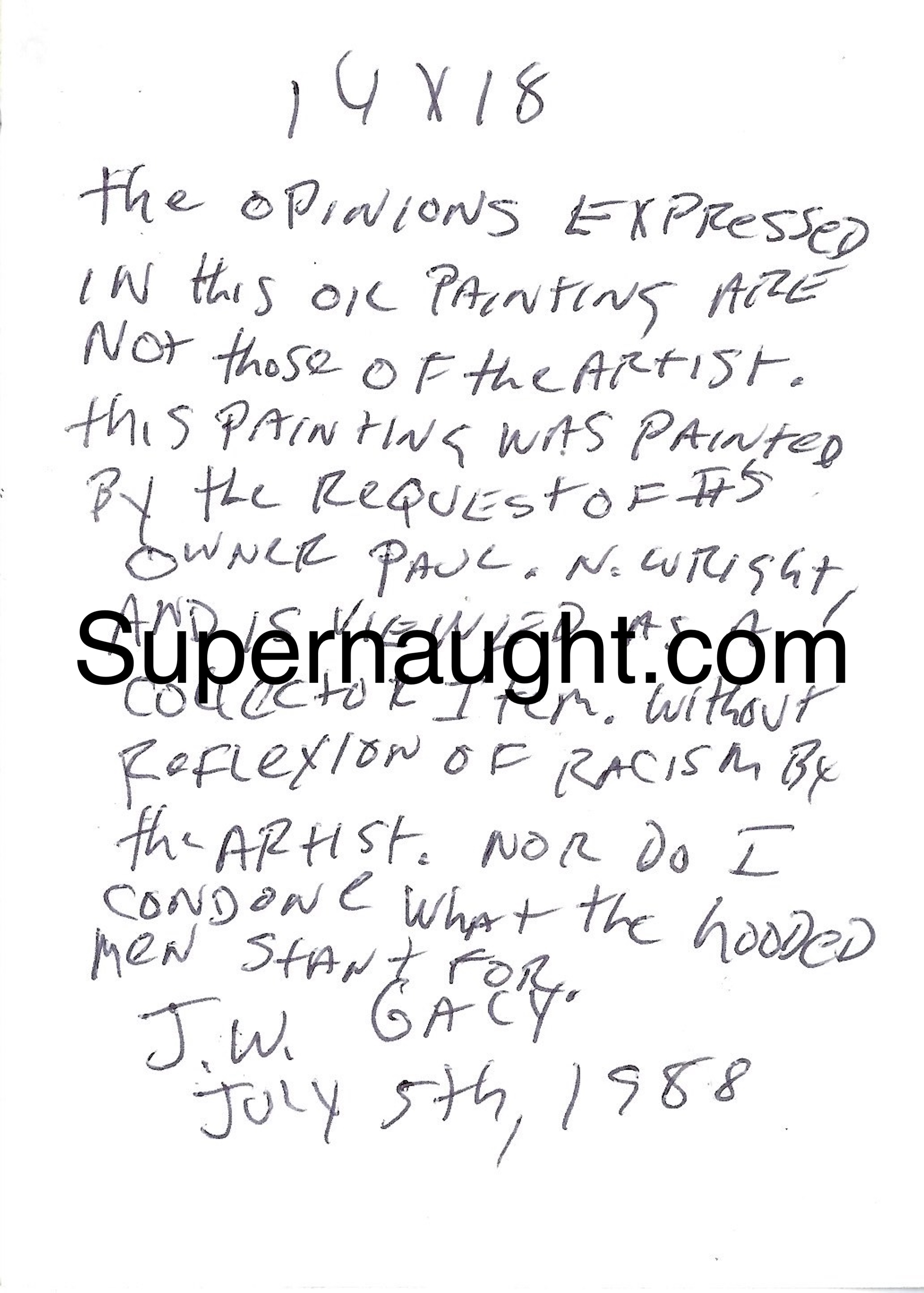 John Wayne Gacy Photo of Klan Painting Signed image 2