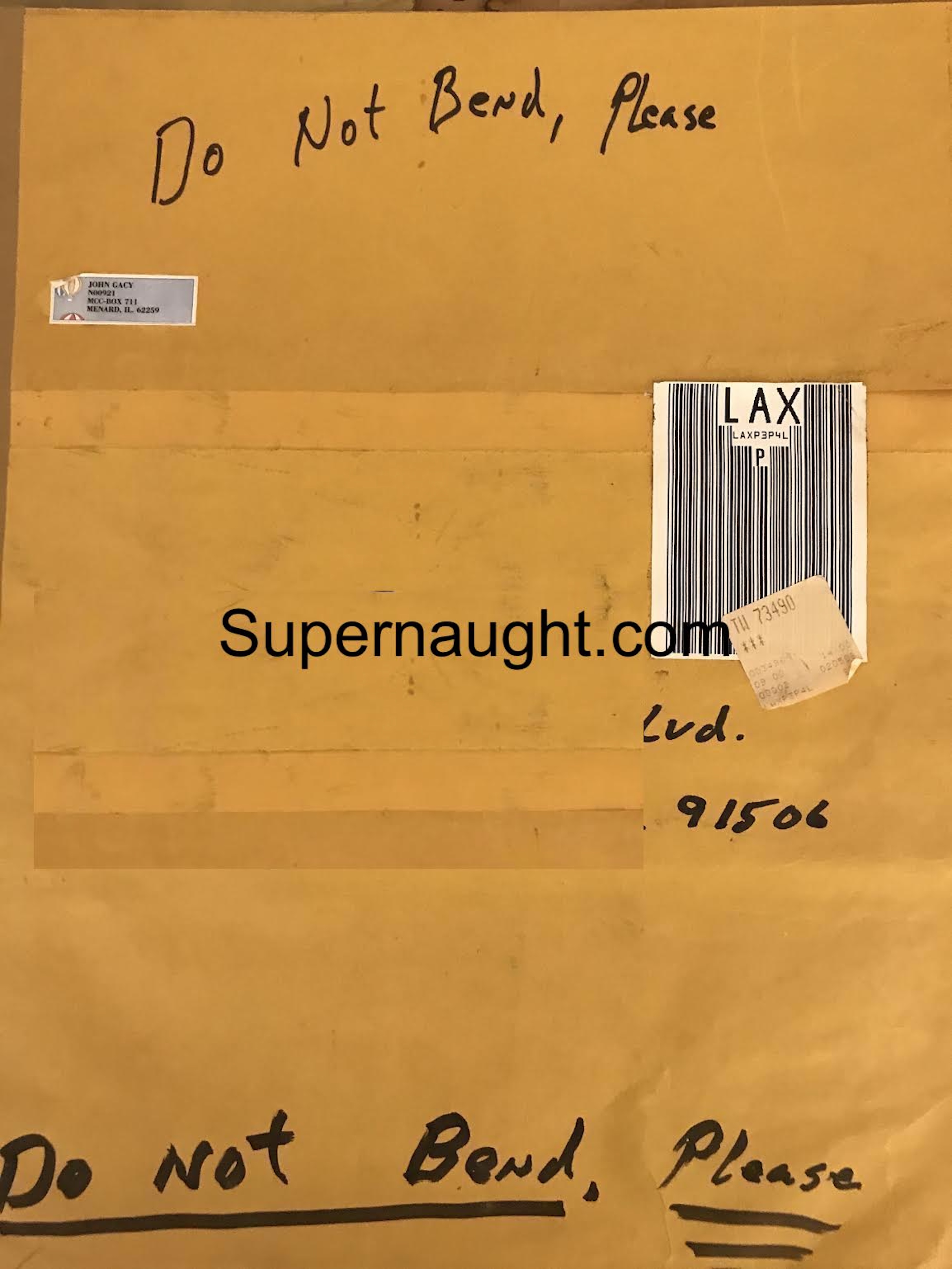 John Wayne Gacy Prison Mailed Envelope