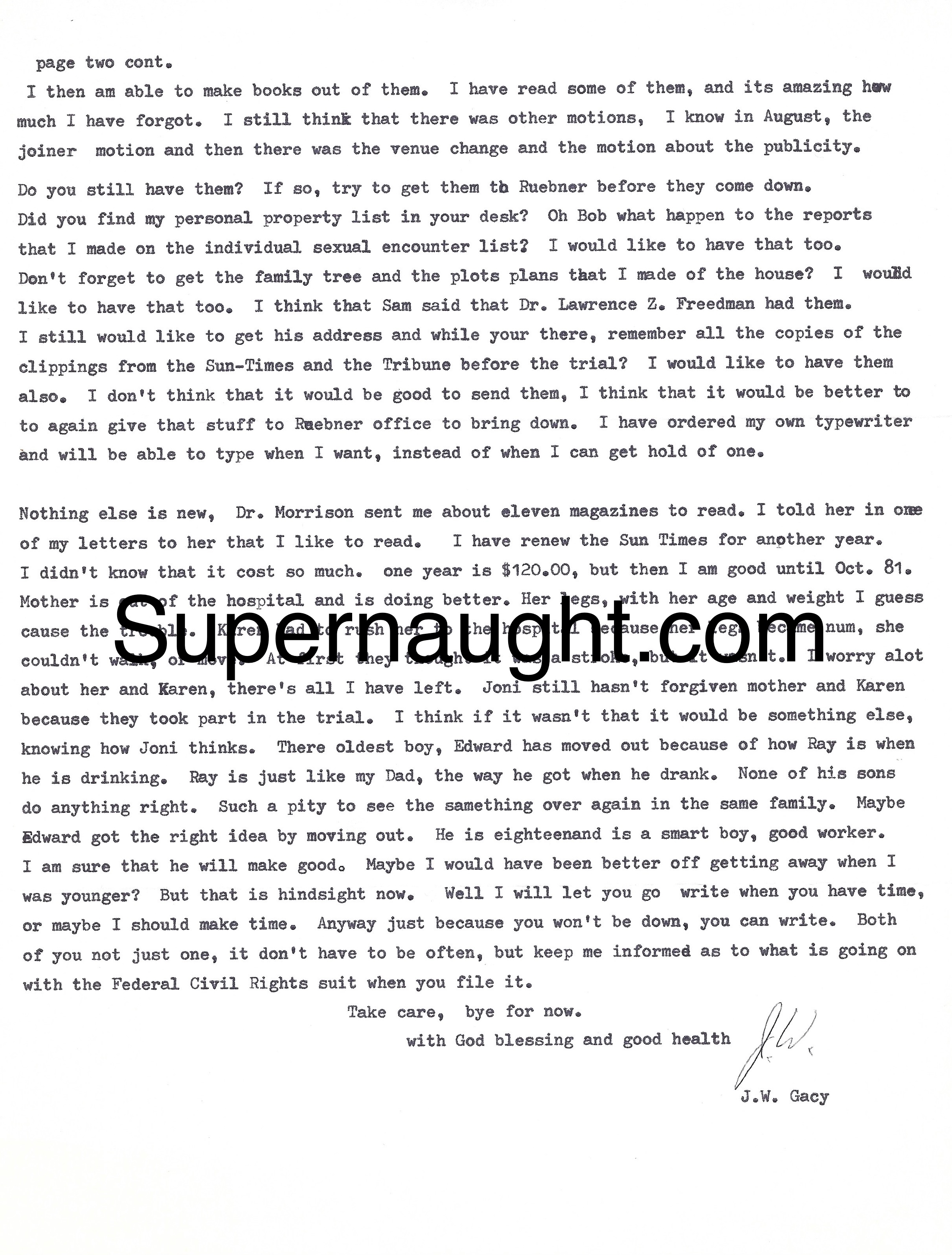 John Wayne Gacy Signed Attorney Letter With Envelope image 2