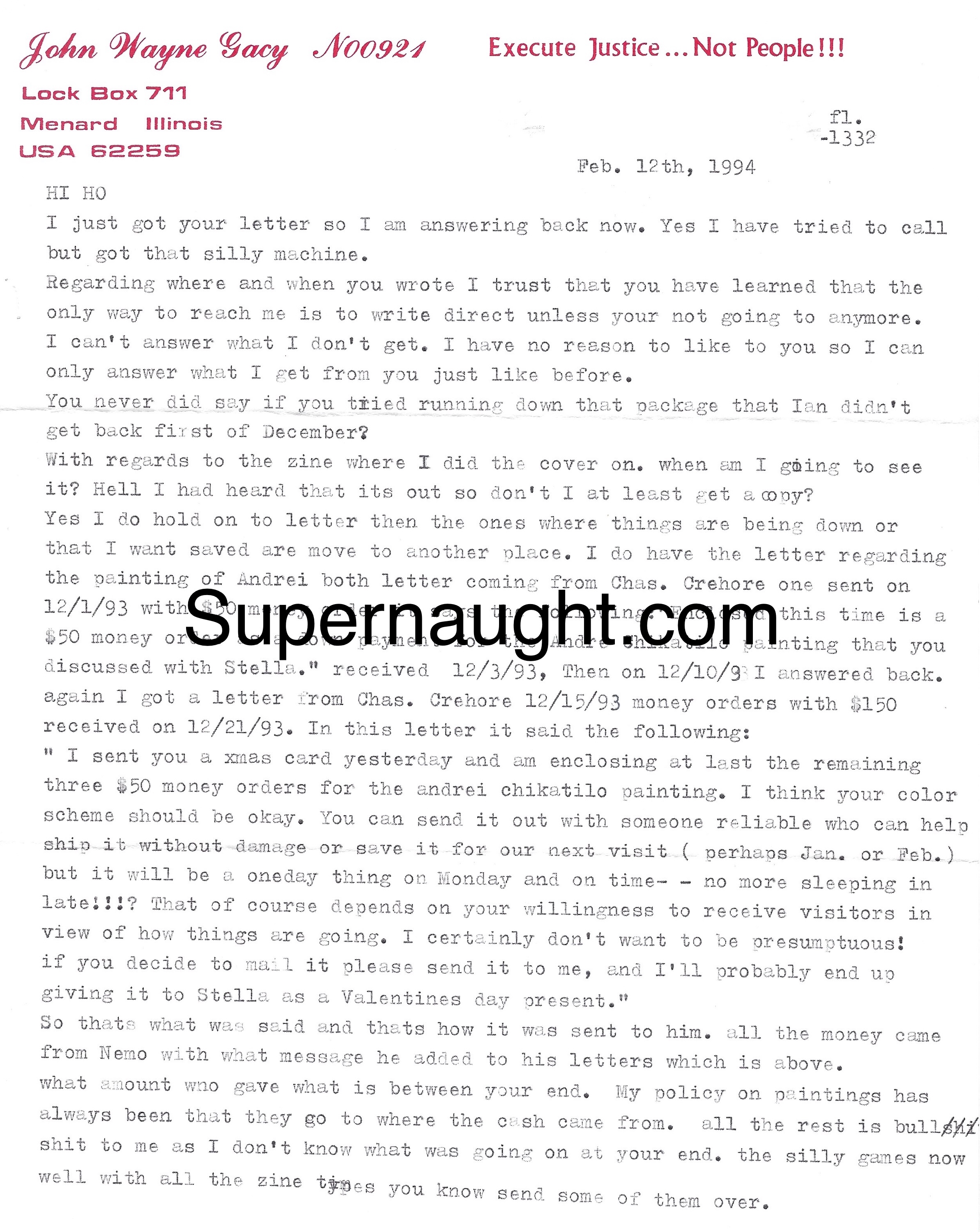 John Wayne Gacy Signed Letter With Envelope image 2