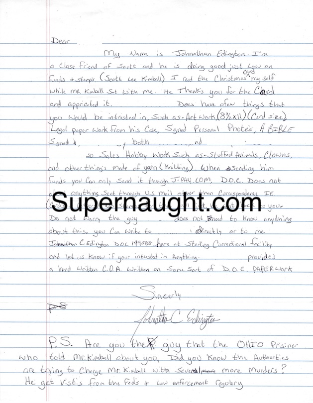 Johnathan Edington Letter and Envelope Set Both Signed