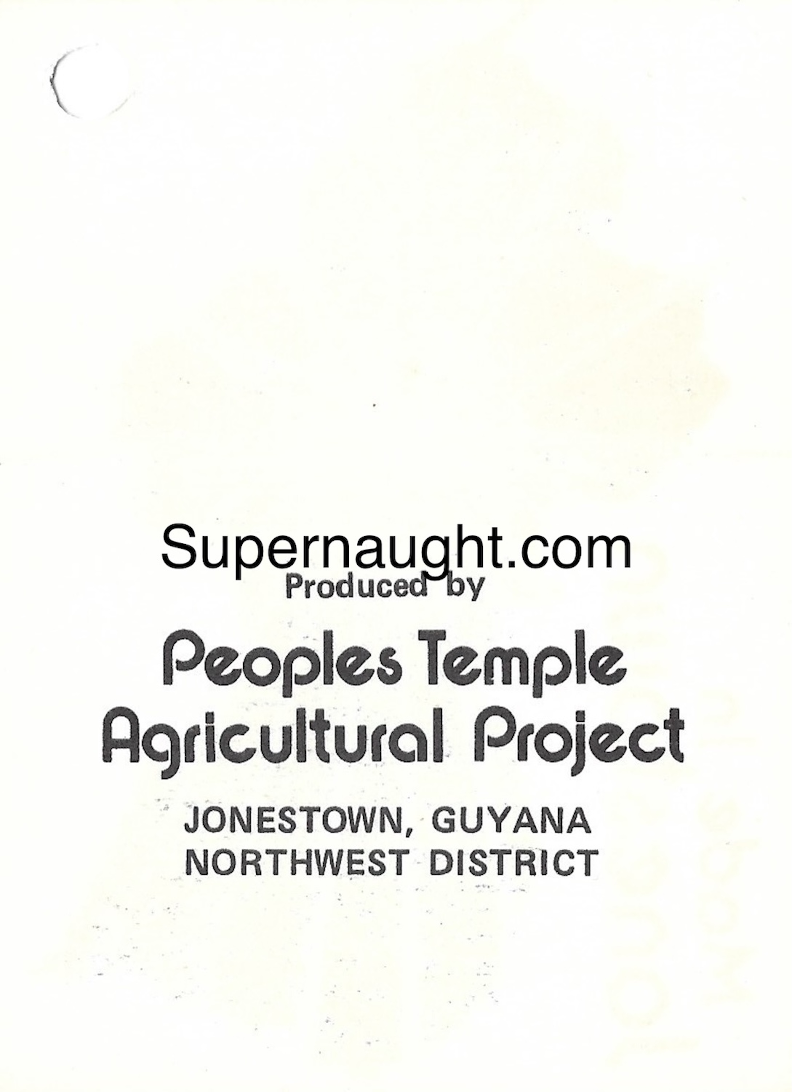 Jonestown People's Temple Agricultural Project Clothing Tag image 2