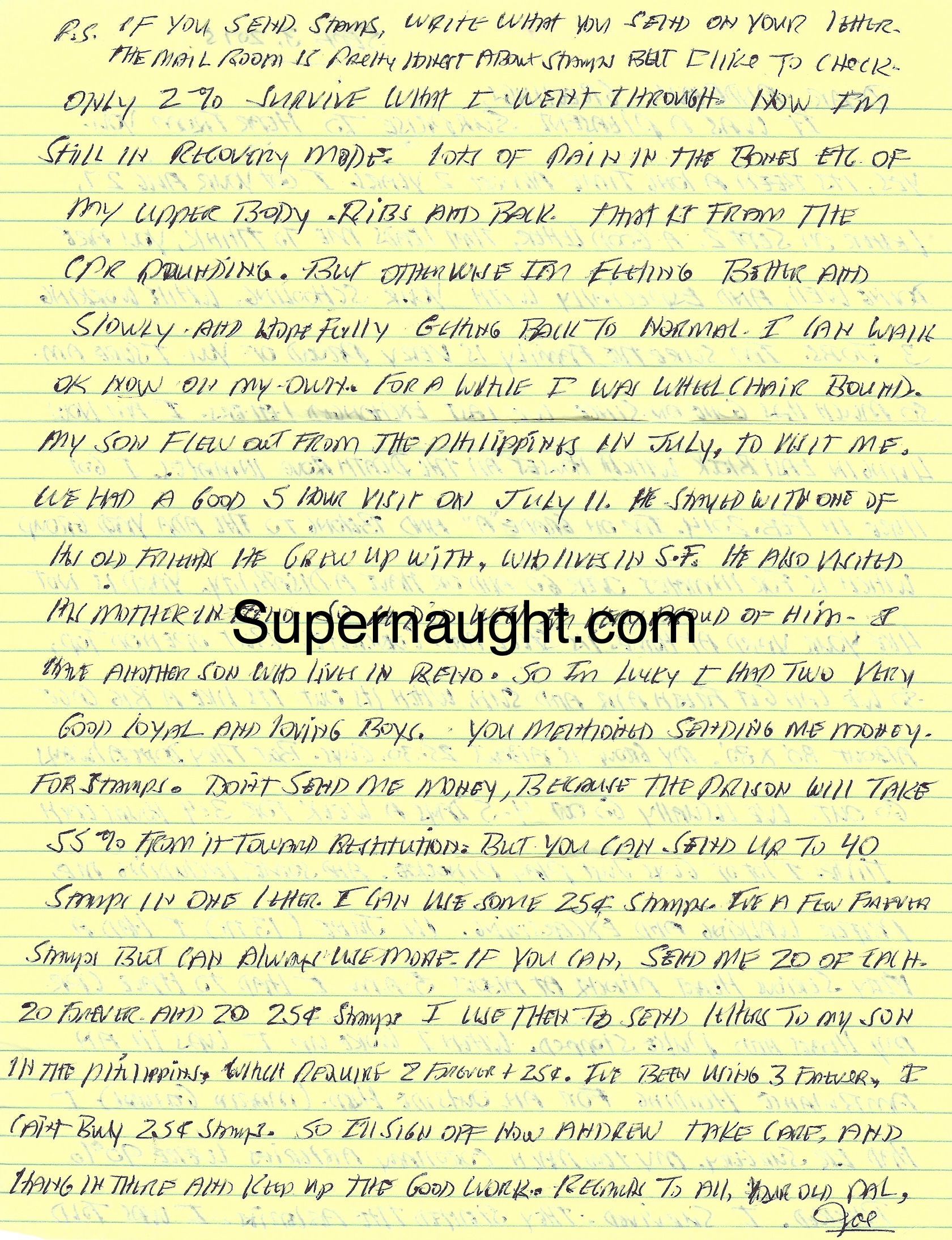 Joseph Naso Letter and Envelope Set Signed image 2