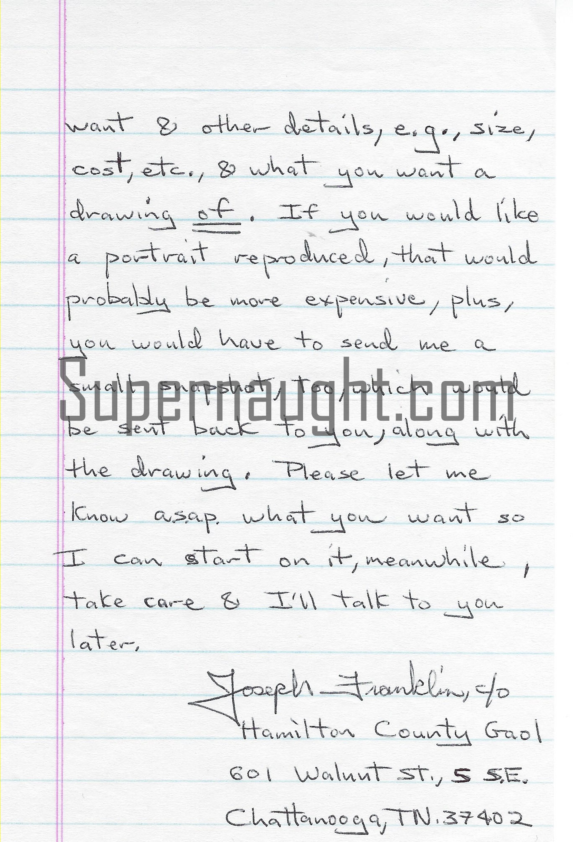 Joseph Paul Franklin Three Page Letter Signed image 3