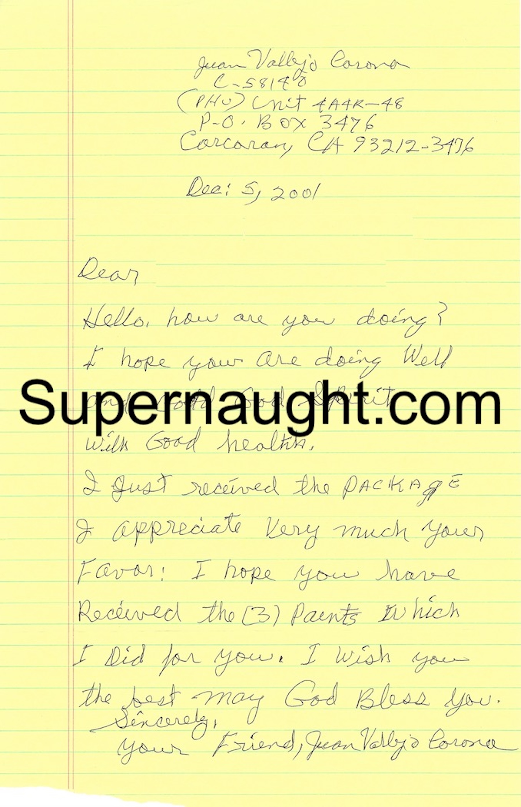 Juan Corona Signed Letter with Envelope Set