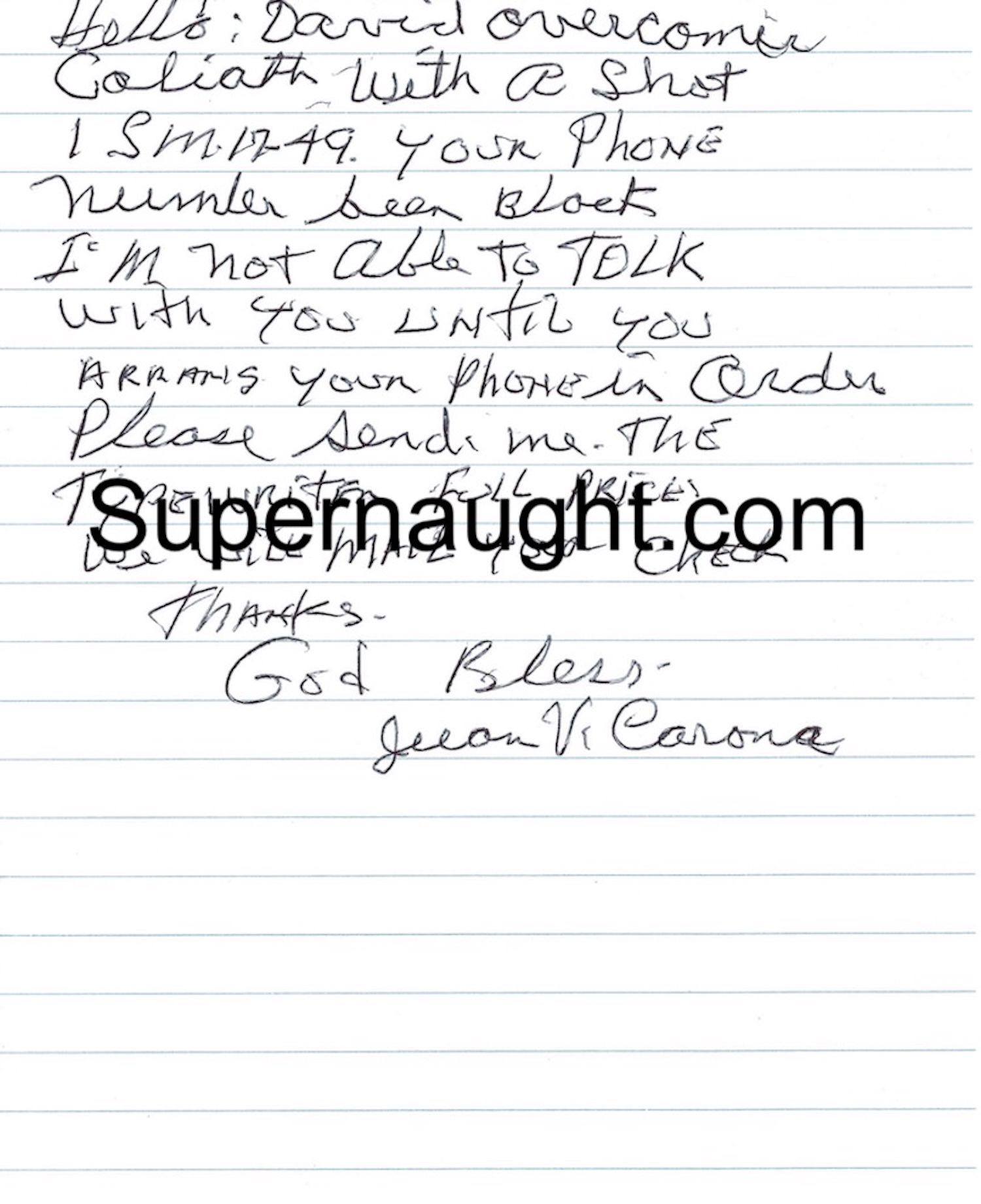 Juan Corona Signed Letter With Photo