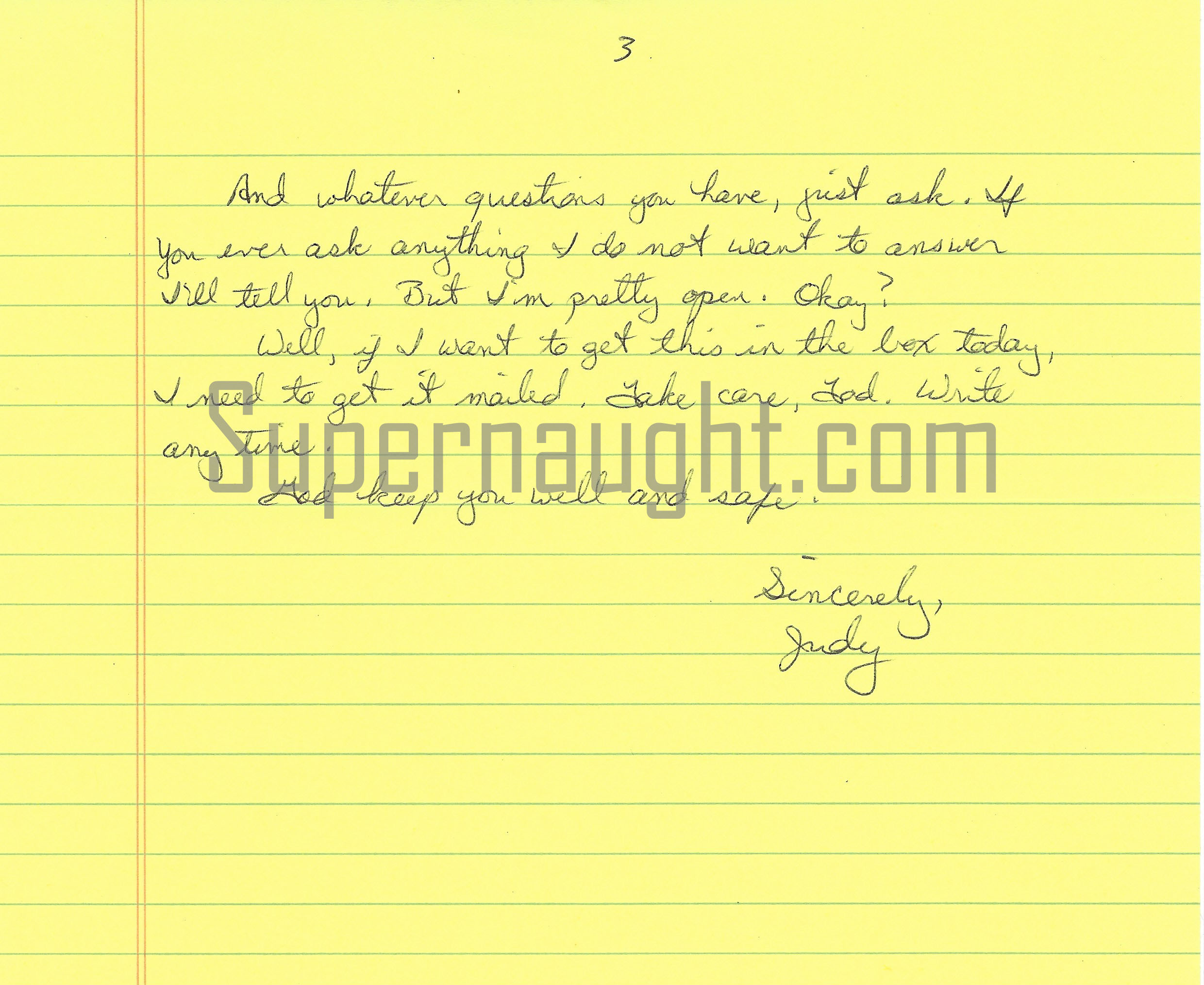 Judith Neelley Three Page Letter and Envelope Set Both Signed image 3