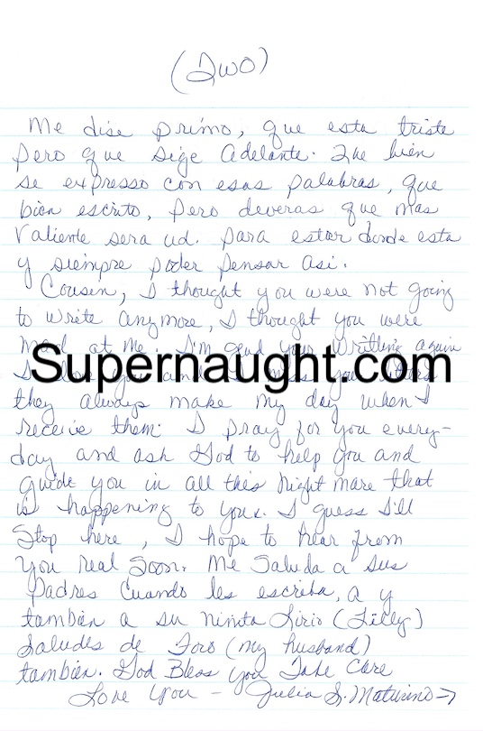 Julia Maturino Letter to Her Brother Angel Resendiz Signed