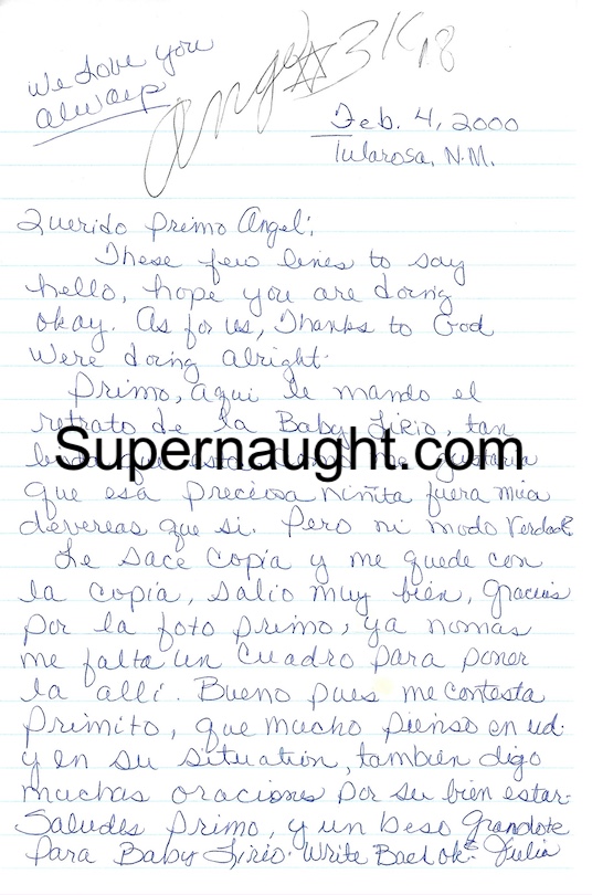 Julia Maturino Letter to Her Brother Angel Resendiz After His Arrest Signed