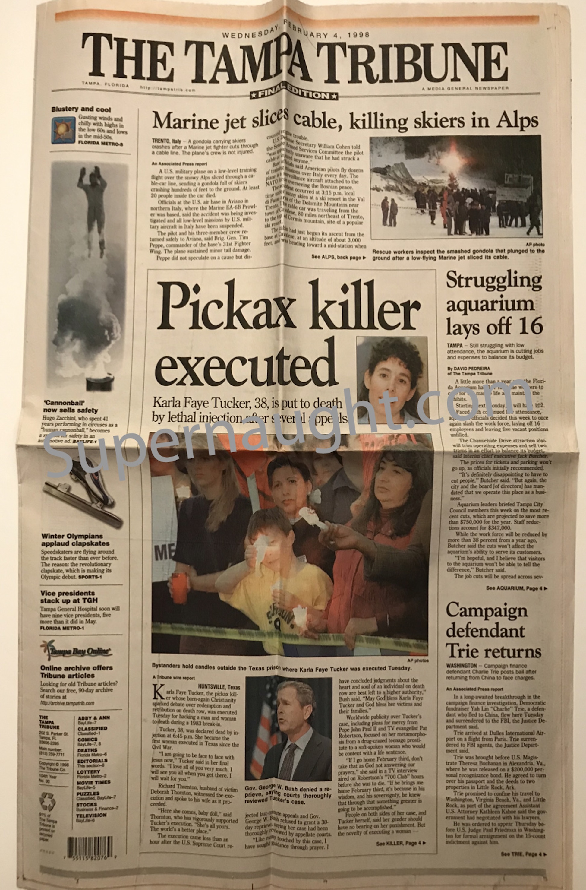 Karla Faye Tucker Pick Ax Killer Executed February 1998 Newspaper