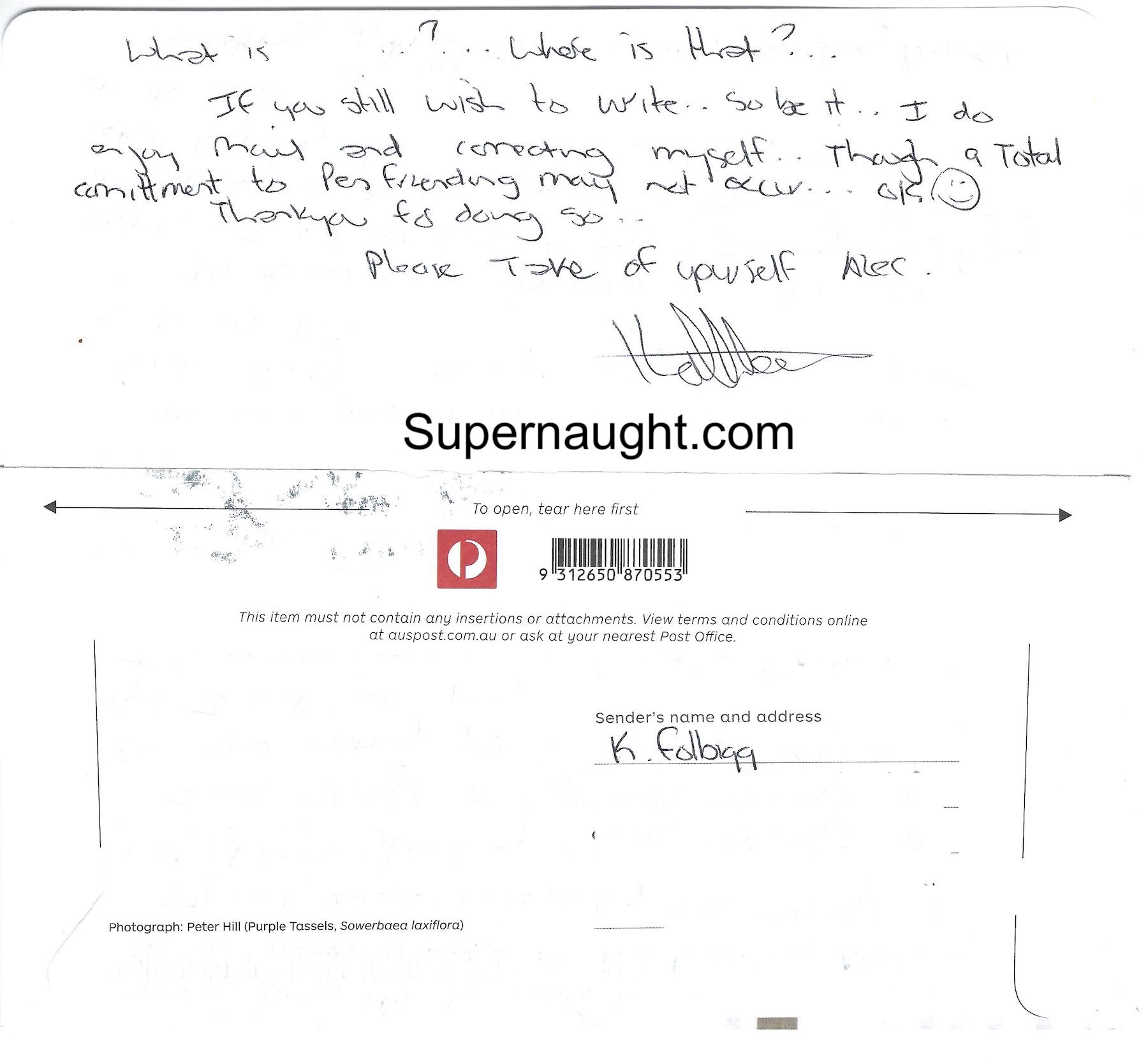 Kathleen Folbigg Aerogramme Letter Signed Twice image 3