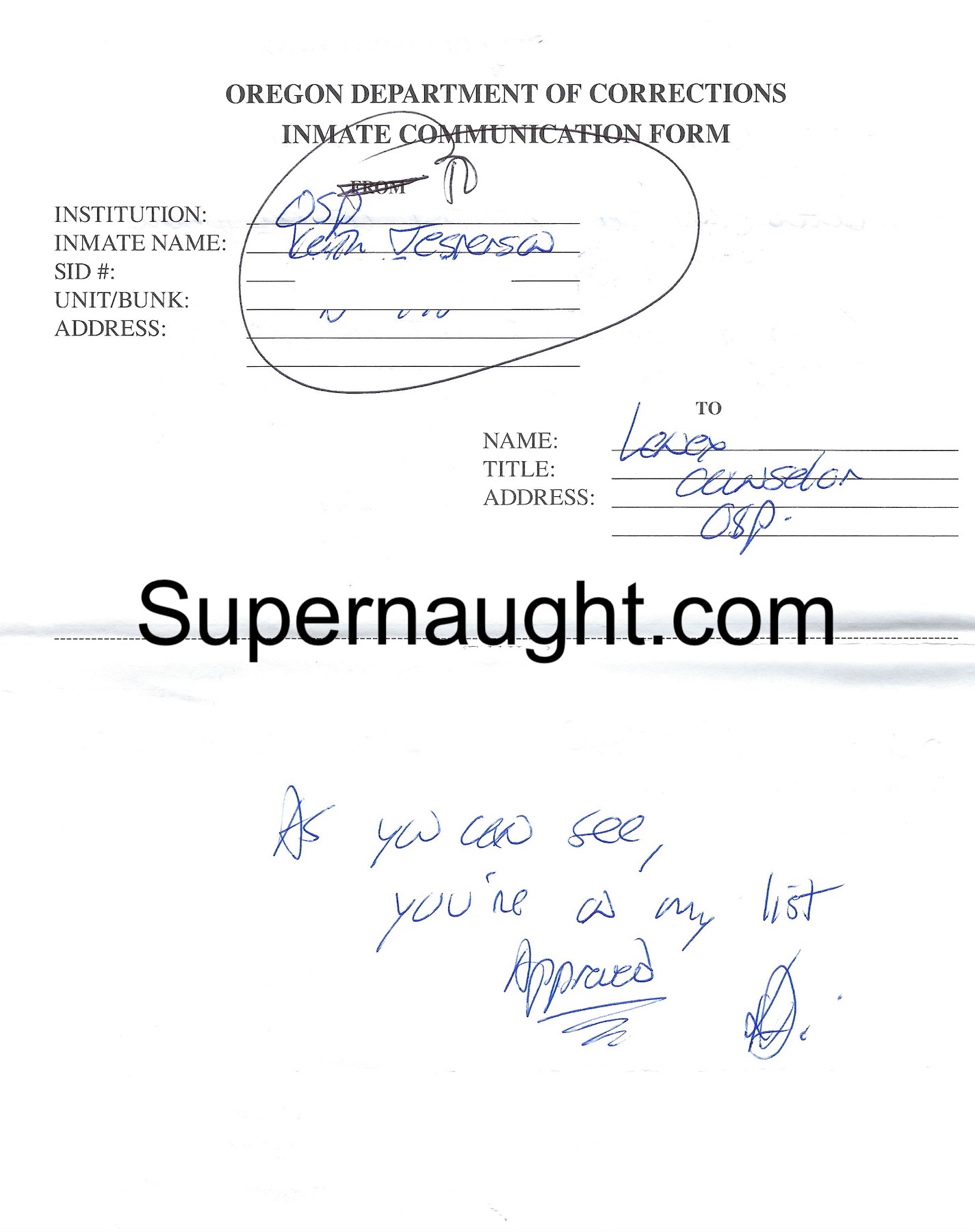 Keith Jesperson Inquiry Visiting List And Envelope 5 Total Signatures image 2
