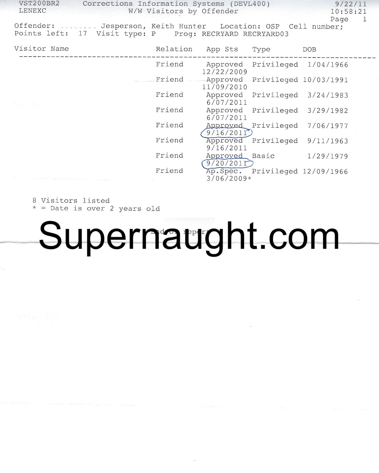 Keith Jesperson Inquiry Visiting List And Envelope 5 Total Signatures image 3