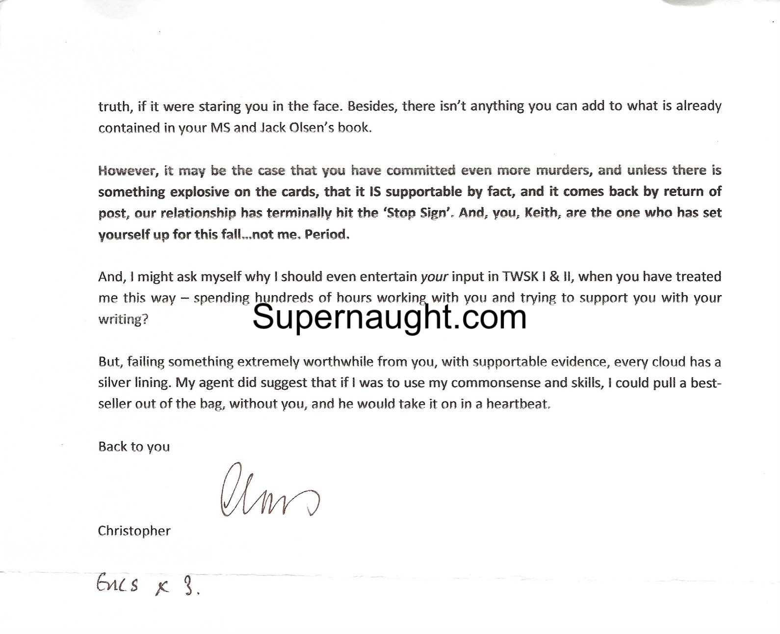 Keith Jesperson Signed Letter to Jesperson image 3