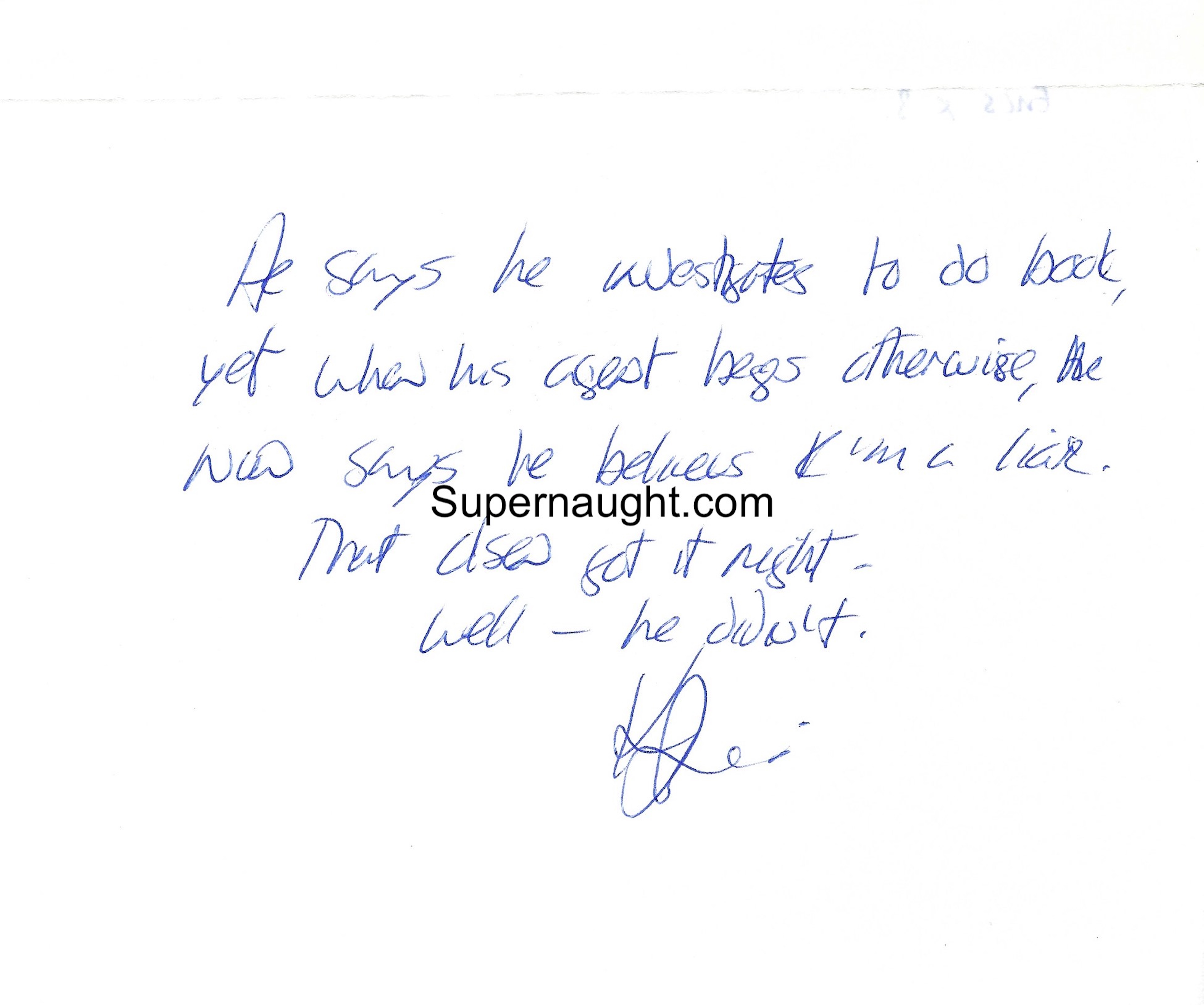 Keith Jesperson Signed Letter to Jesperson
