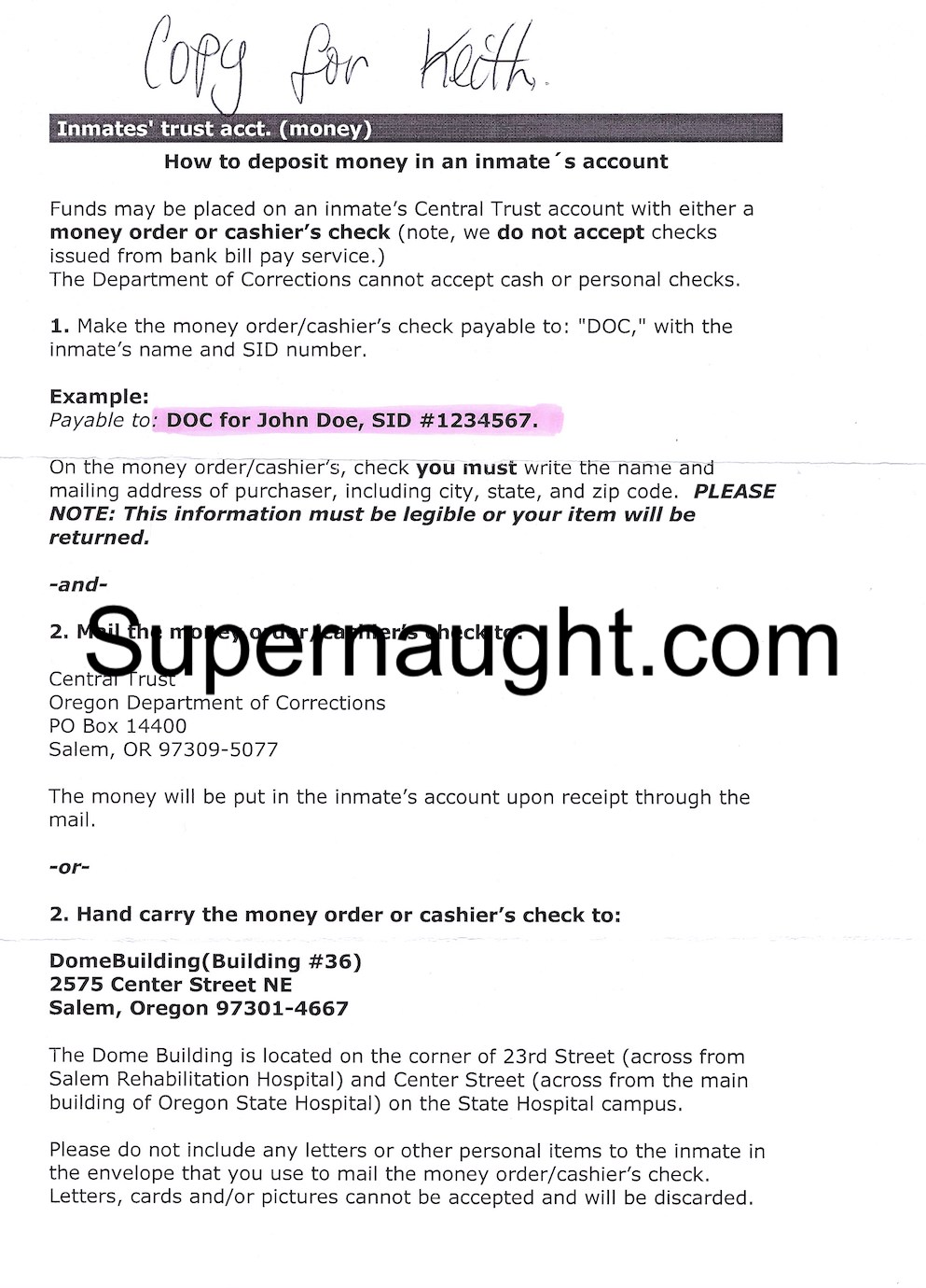 Keith Jesperson Trust Accounting Document