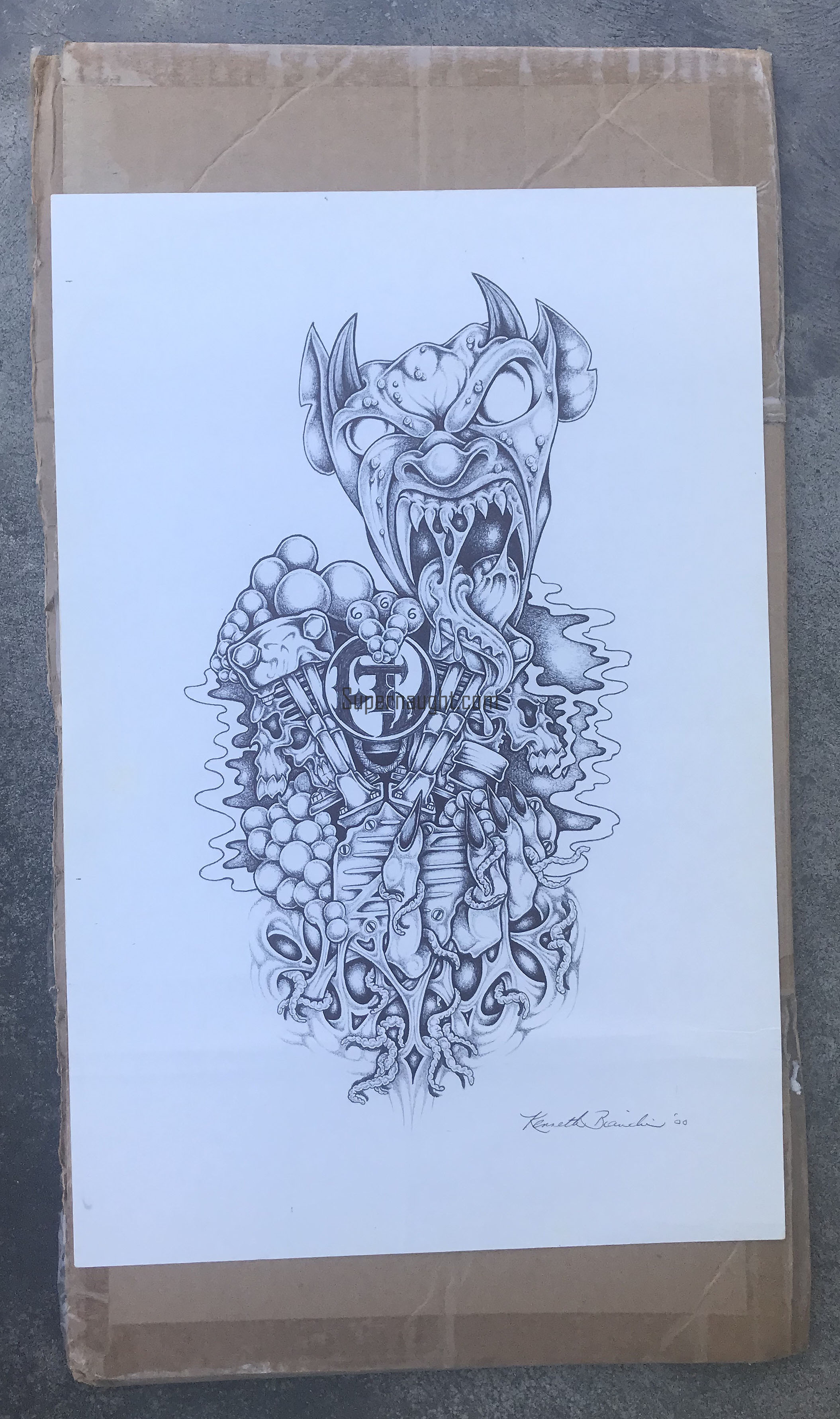 Kenneth Bianchi Biker Artwork With Original Mailer Both Signed image 4