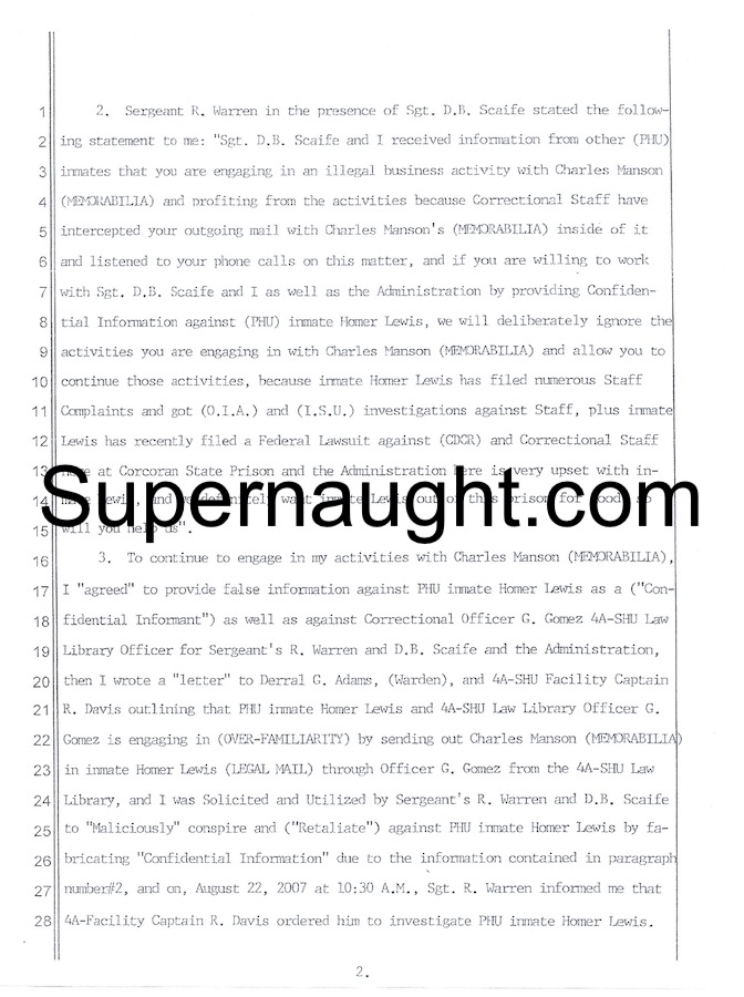 Kenneth Calihan Affidavit Homer Lewis v. James Tilton image 2