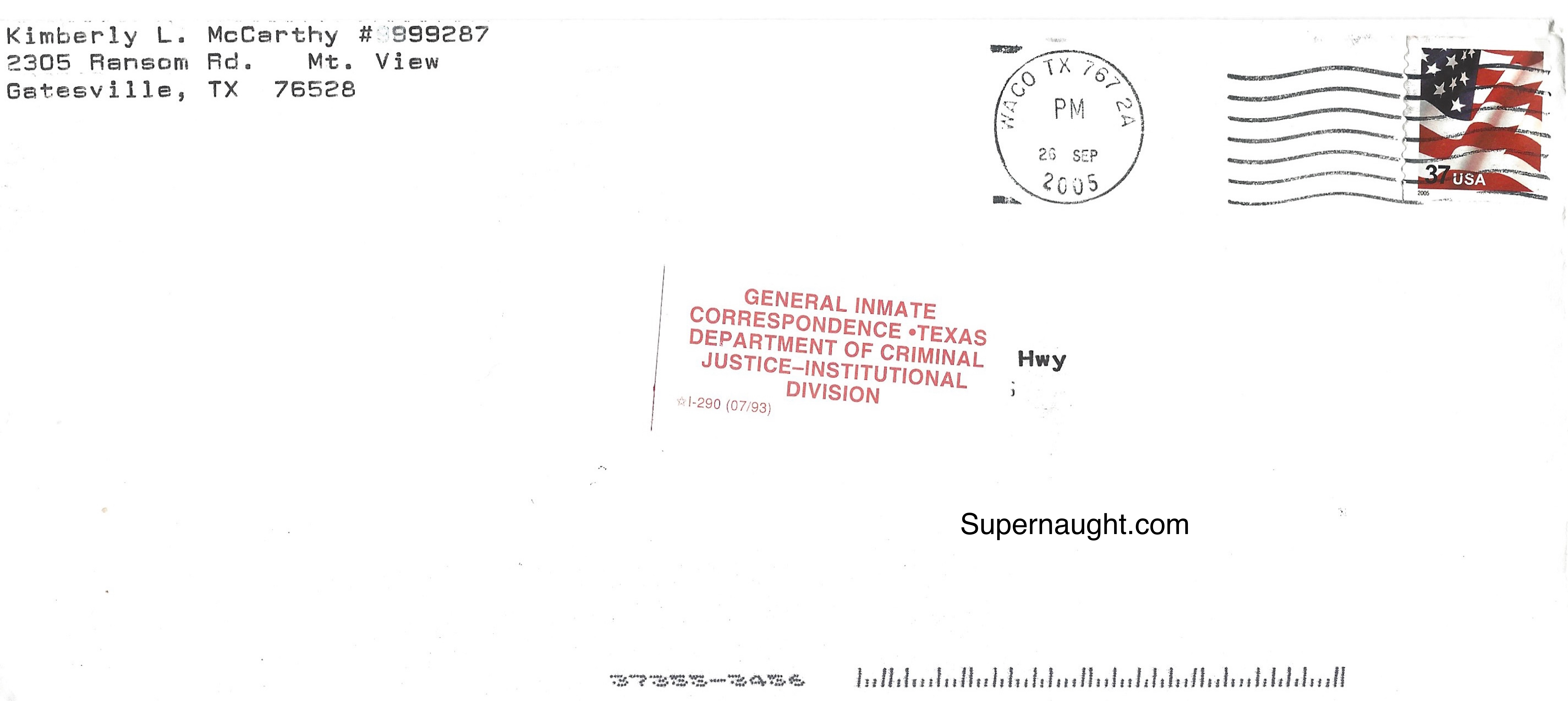 Kimberly McCarthy Two Page Letter Signed with Envelope Executed image 3