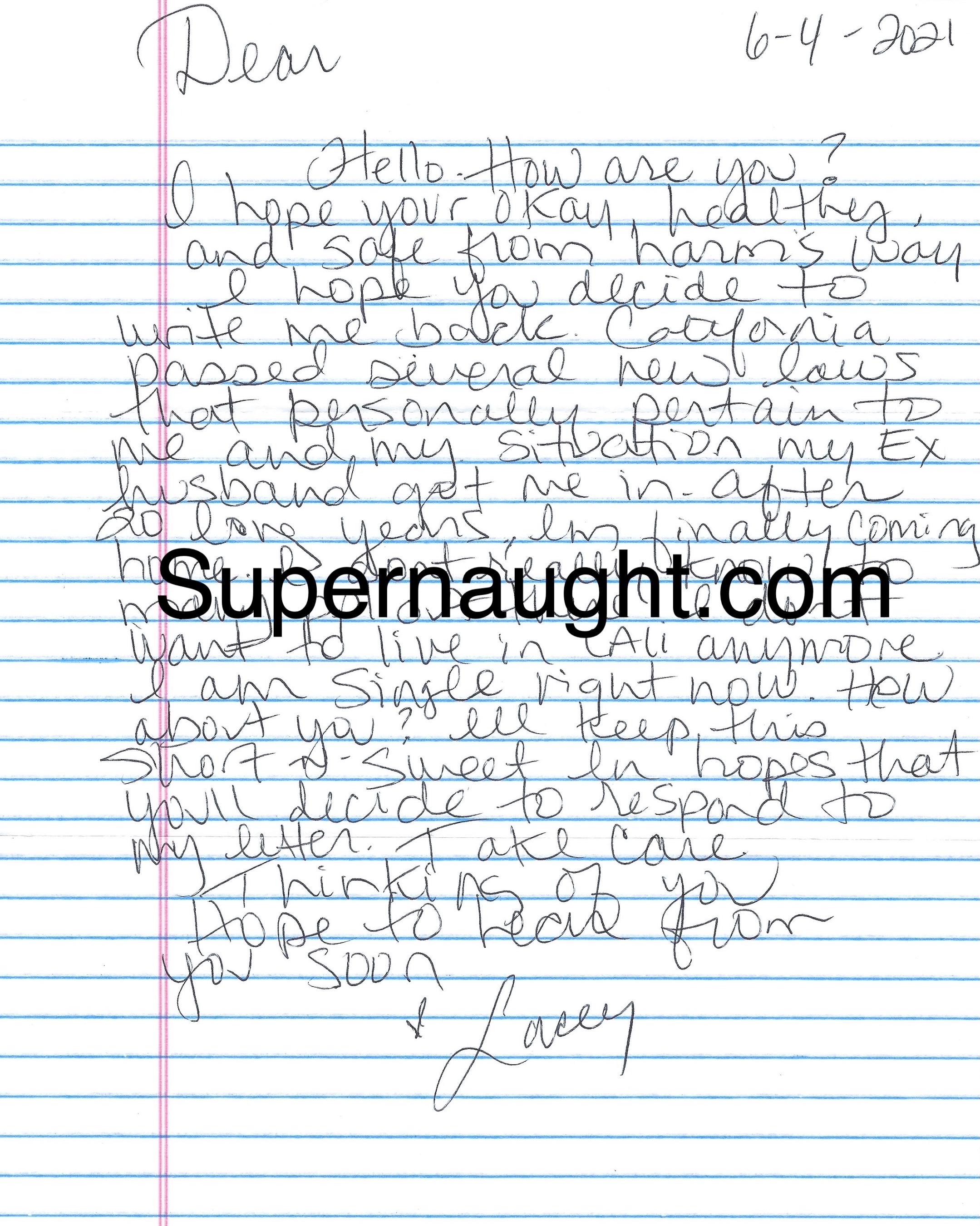 Lacey Givens Letter and Envelope Both Signed