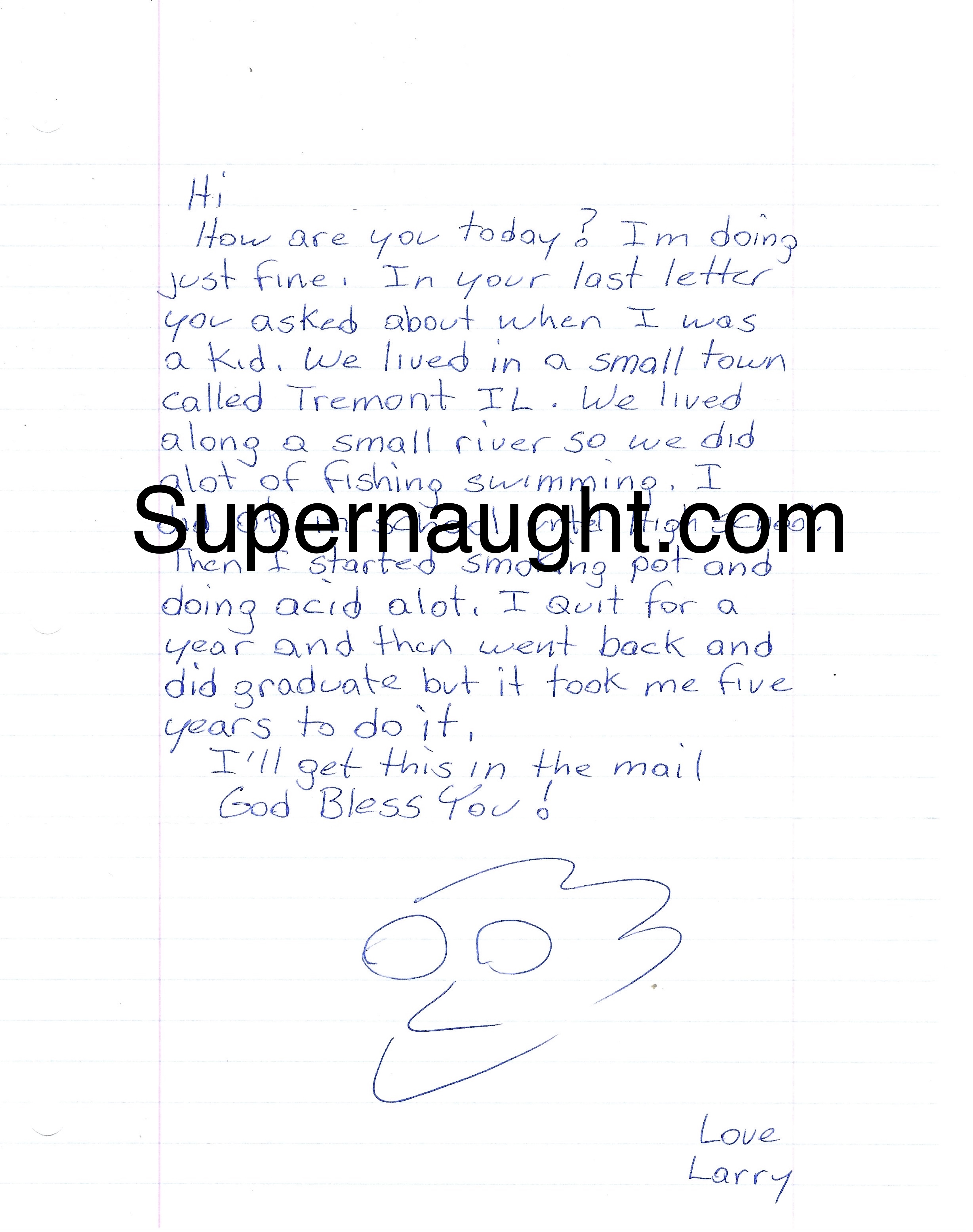 Larry Bright Letter Envelope Set Both Signed Self Portrait Doodle