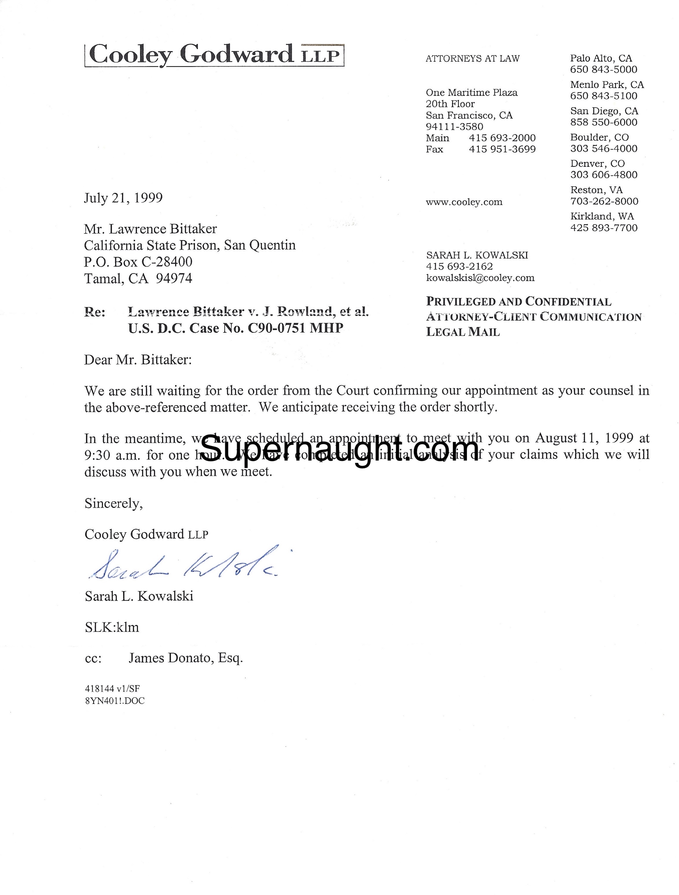 Lawrence Bittaker Attorney Letter