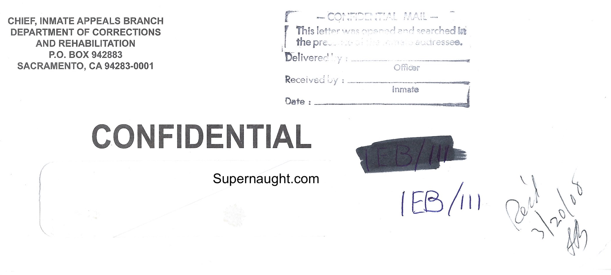 Lawrence Bittaker Confidential Legal Envelope Signed with Initials