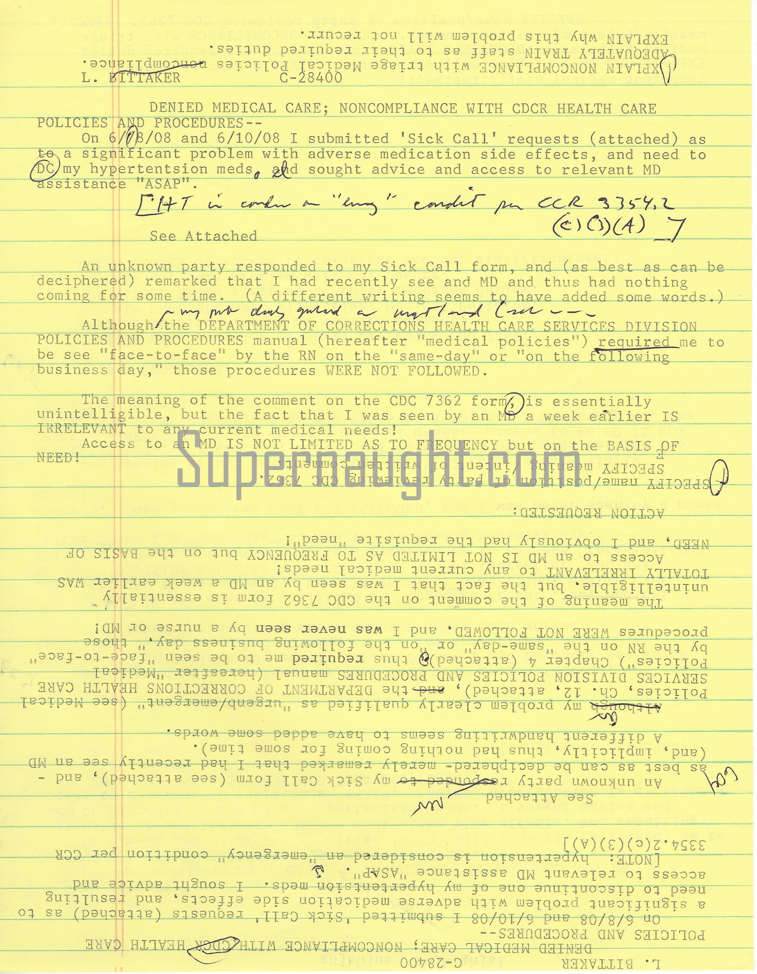 Lawrence Bittaker Health Care Grievance image 2