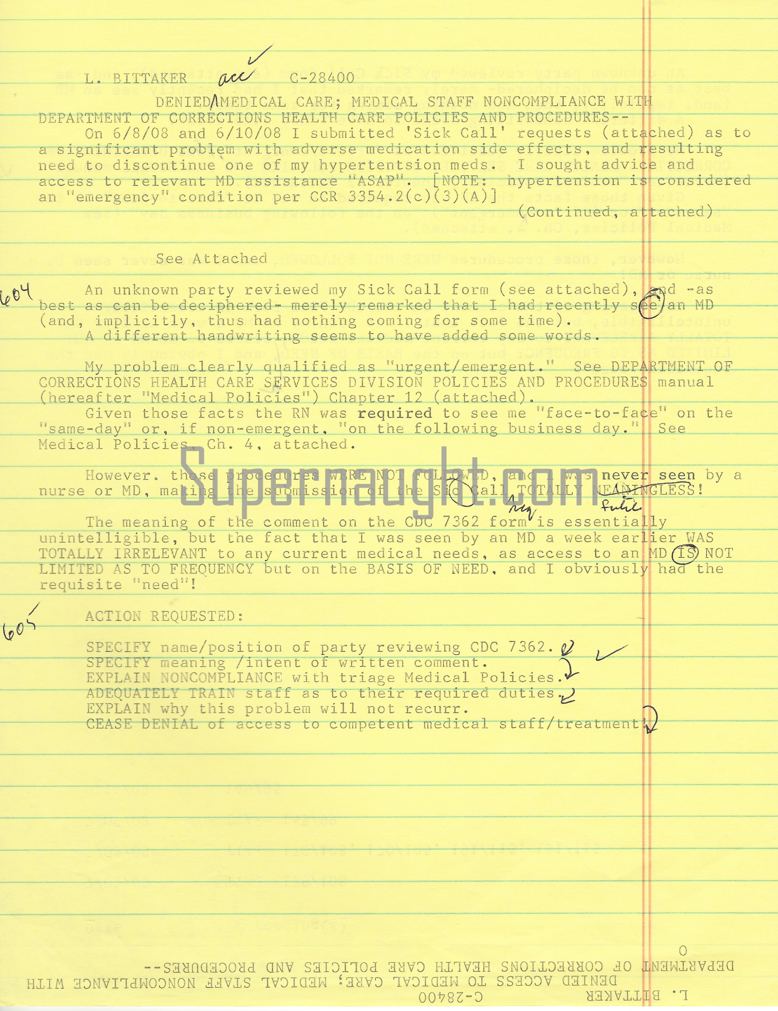 Lawrence Bittaker Health Care Grievance image 3