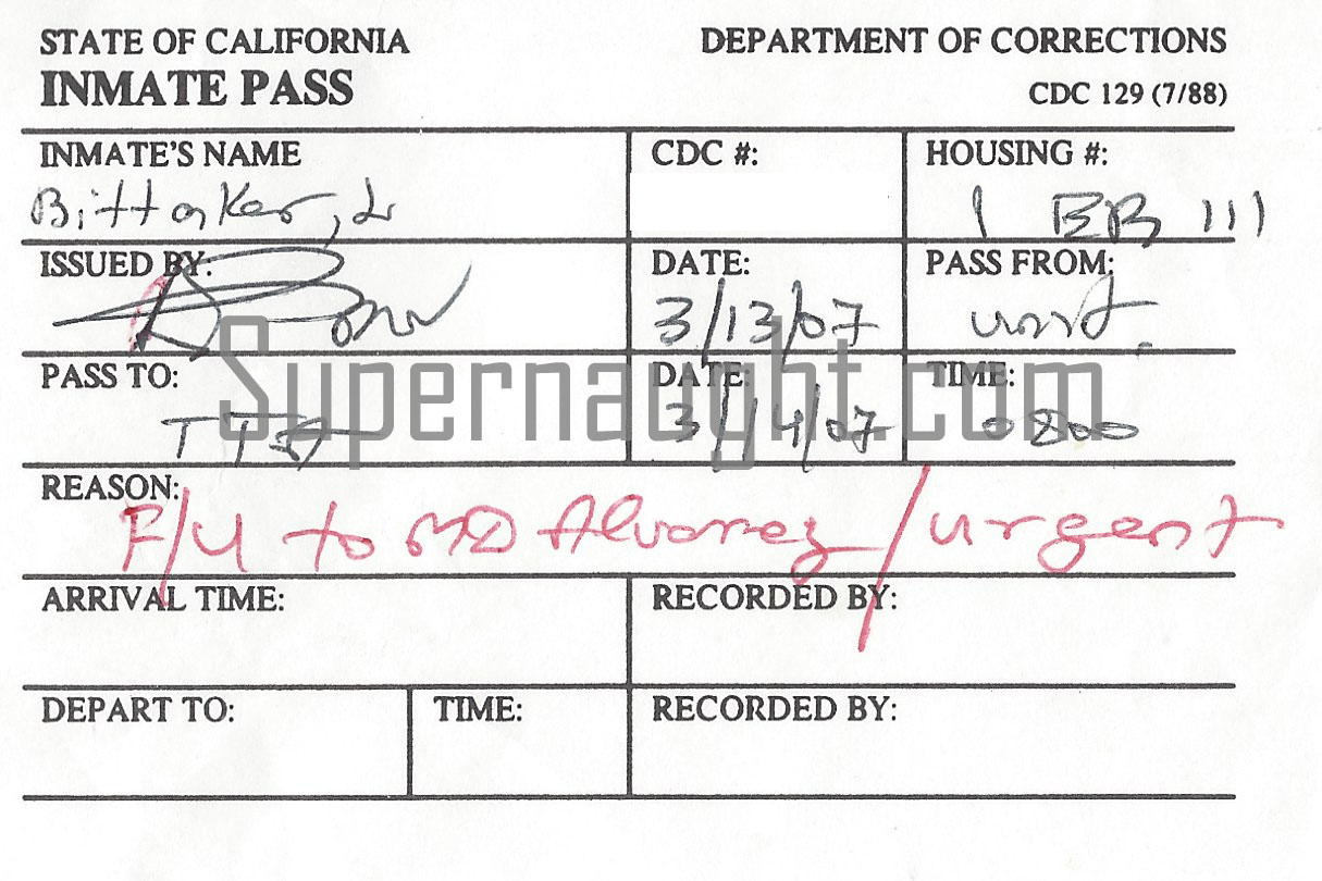 Lawrence Bittaker Inmate Pass Urgent Medical