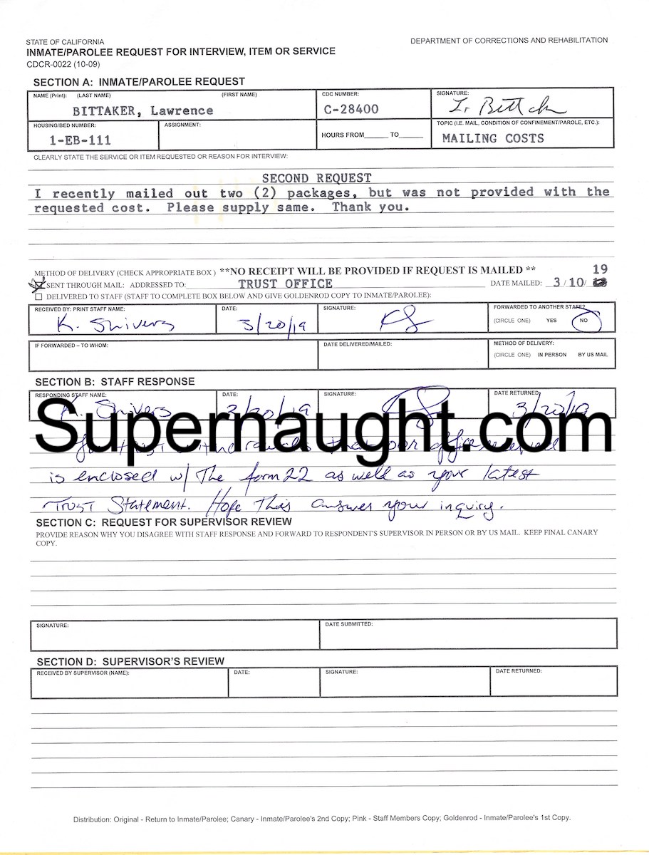 Lawrence Bittaker Inmate Statement