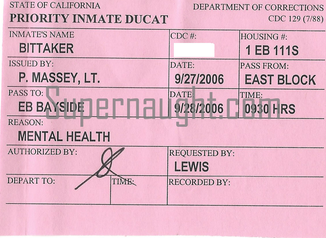 Lawrence Bittaker Mental Health Inmate Pass