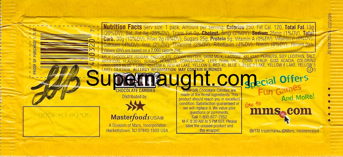 Lawrence Bittaker Peanut M&M's Wrapper Signed with Initials