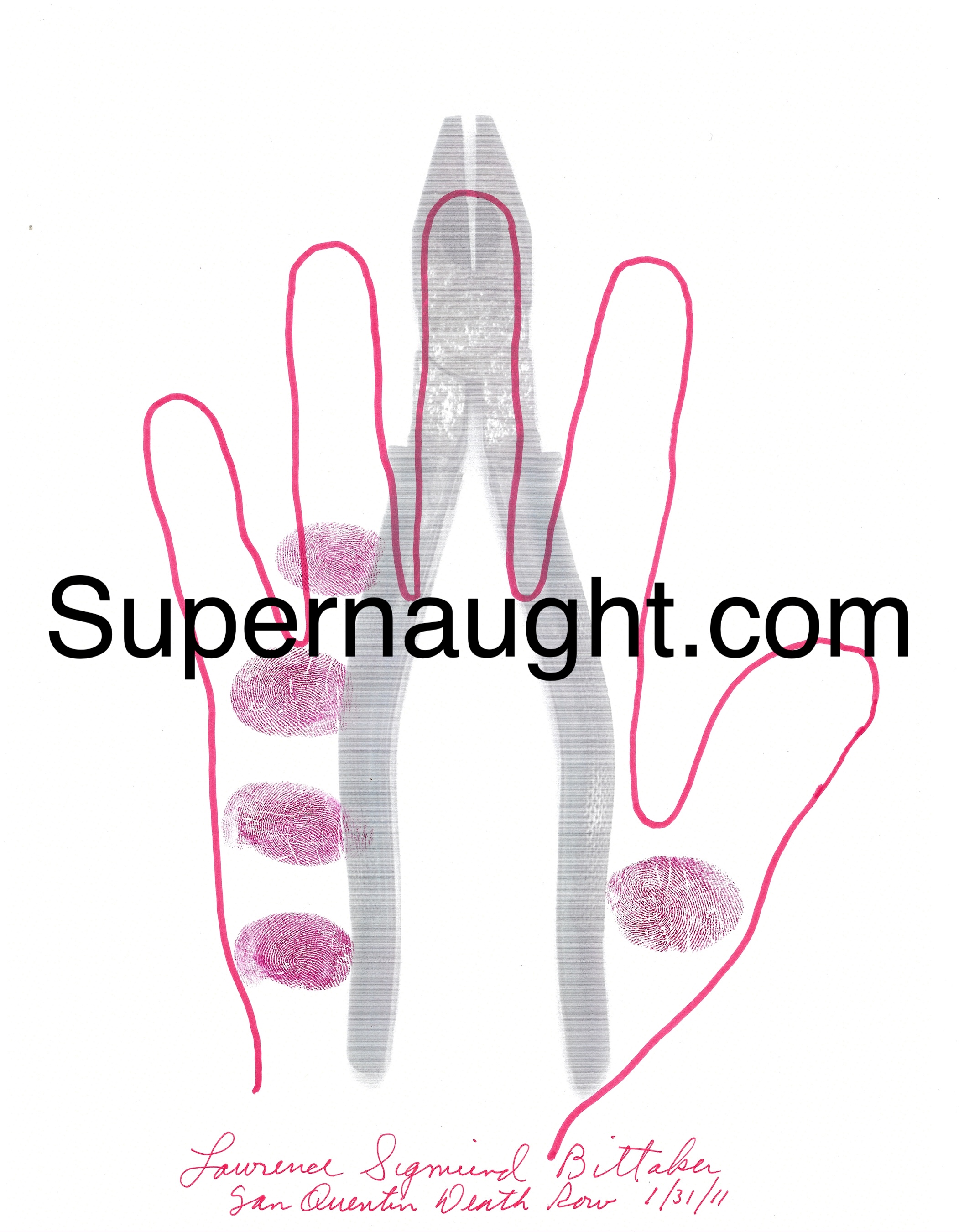 Lawrence Bittaker Pliers Signed Hand Tracing and Fingerprints