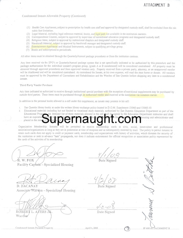Lawrence Bittaker Signed Allowable Property 7 Pages