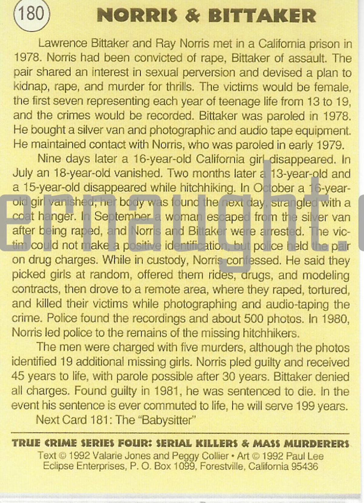 Lawrence Bittaker Signed True Crime Trading Card image 2