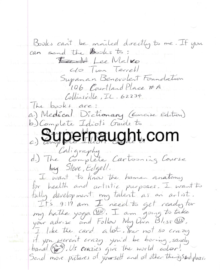 Lee Malvo Seven Page Letter with Two Self Portraits with Envelope Signed image 6