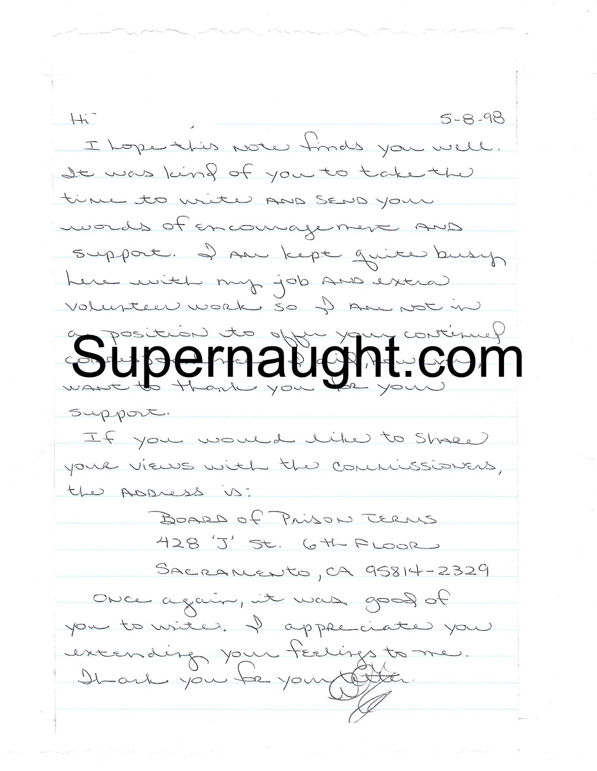 Leslie Van Houten Signed Letter With Envelope