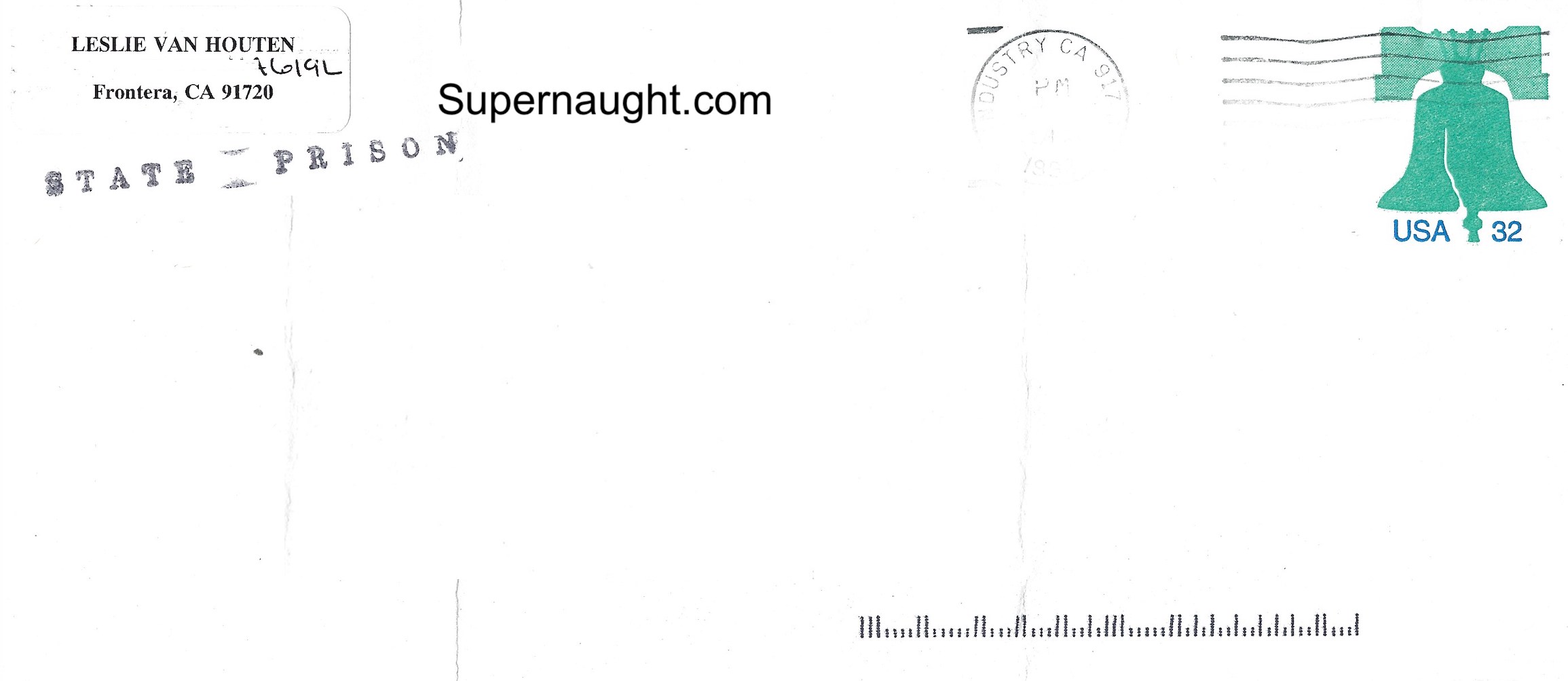 Leslie Van Houten Signed Letter With Envelope image 2