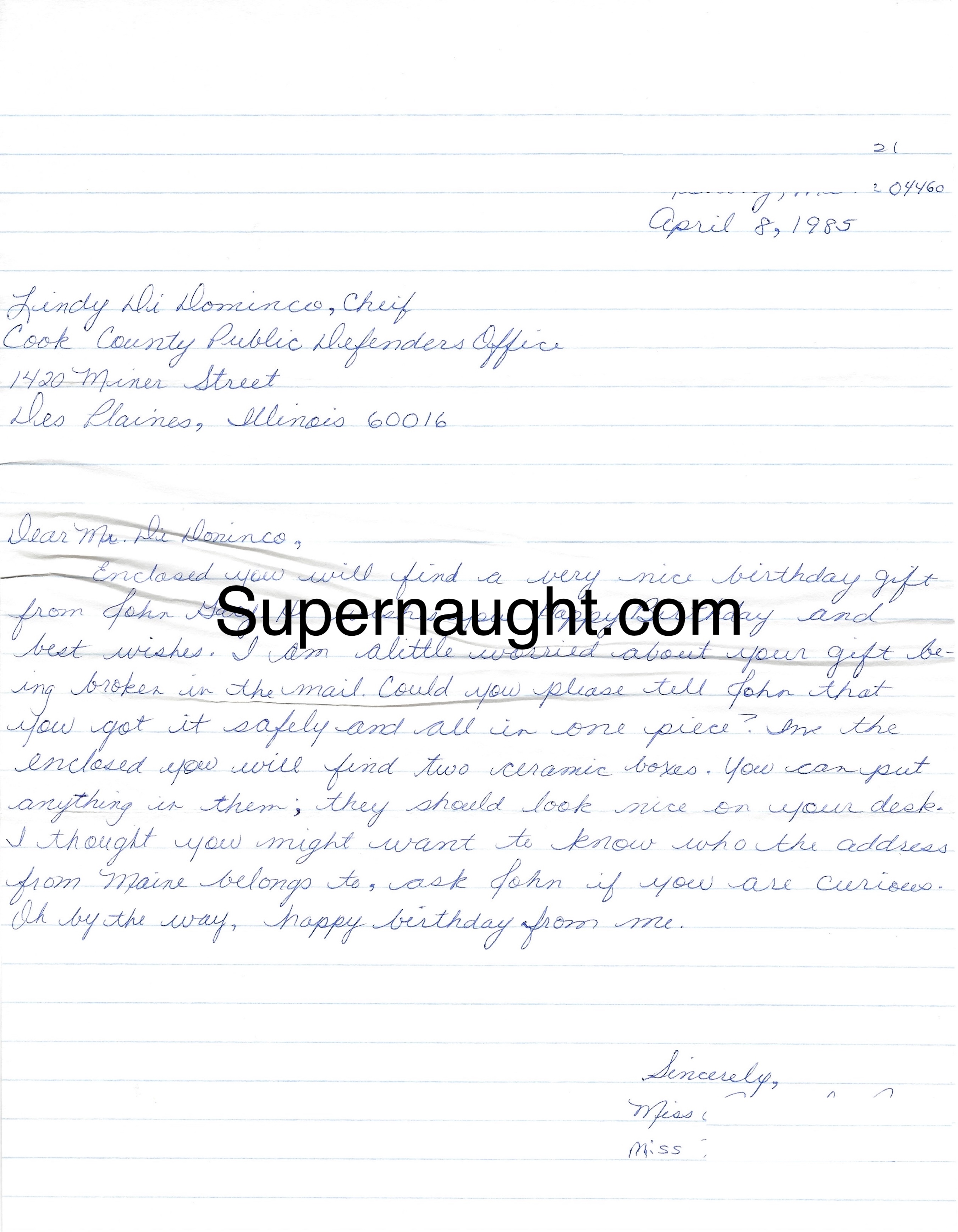Letter from a Friend of John Gacy to Legal His Team