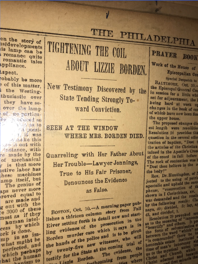 Lizzie Borden 1892 Newspaper