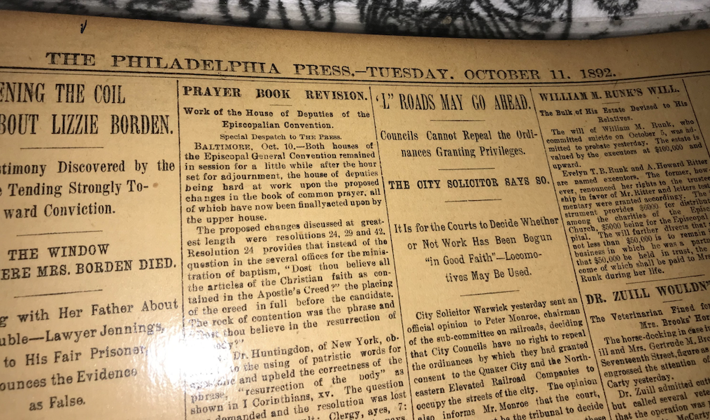 Lizzie Borden 1892 Newspaper image 2