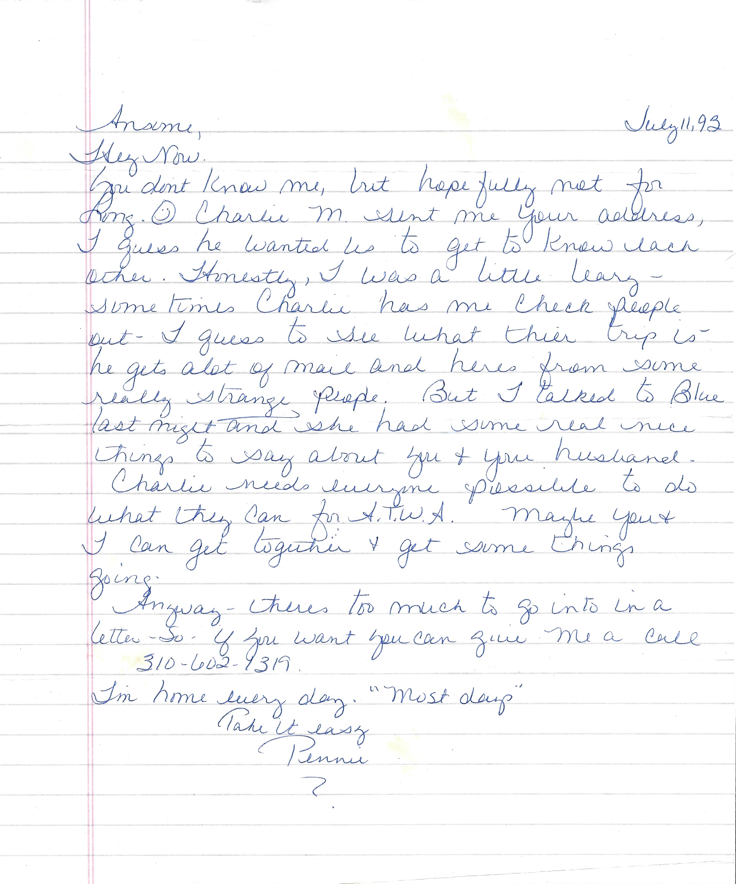 Lori Walleman Ansom 13 Letter From Charlie's Friend