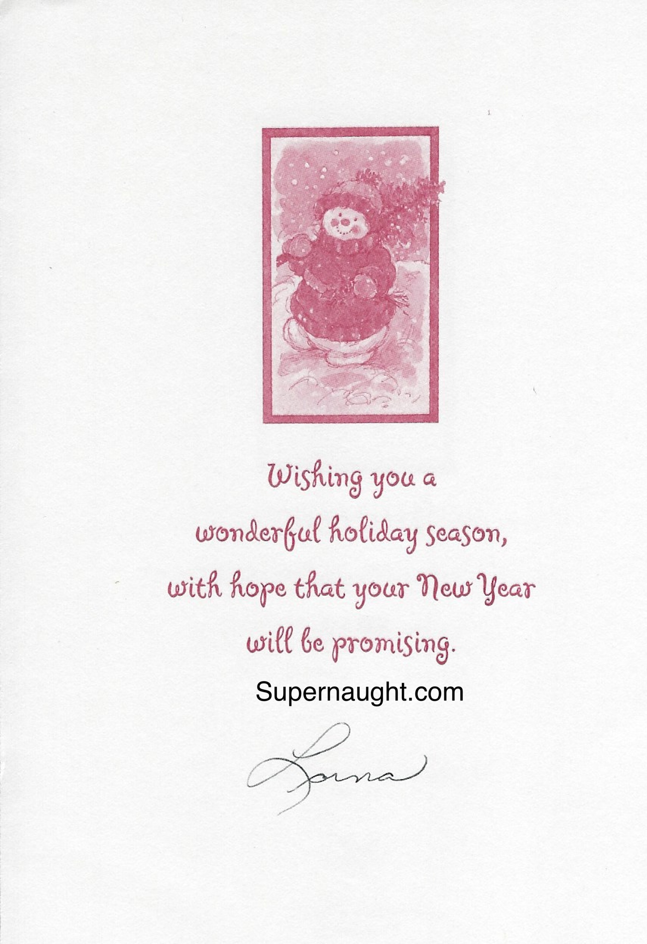 Lorna Anderson Signed Christmas Card