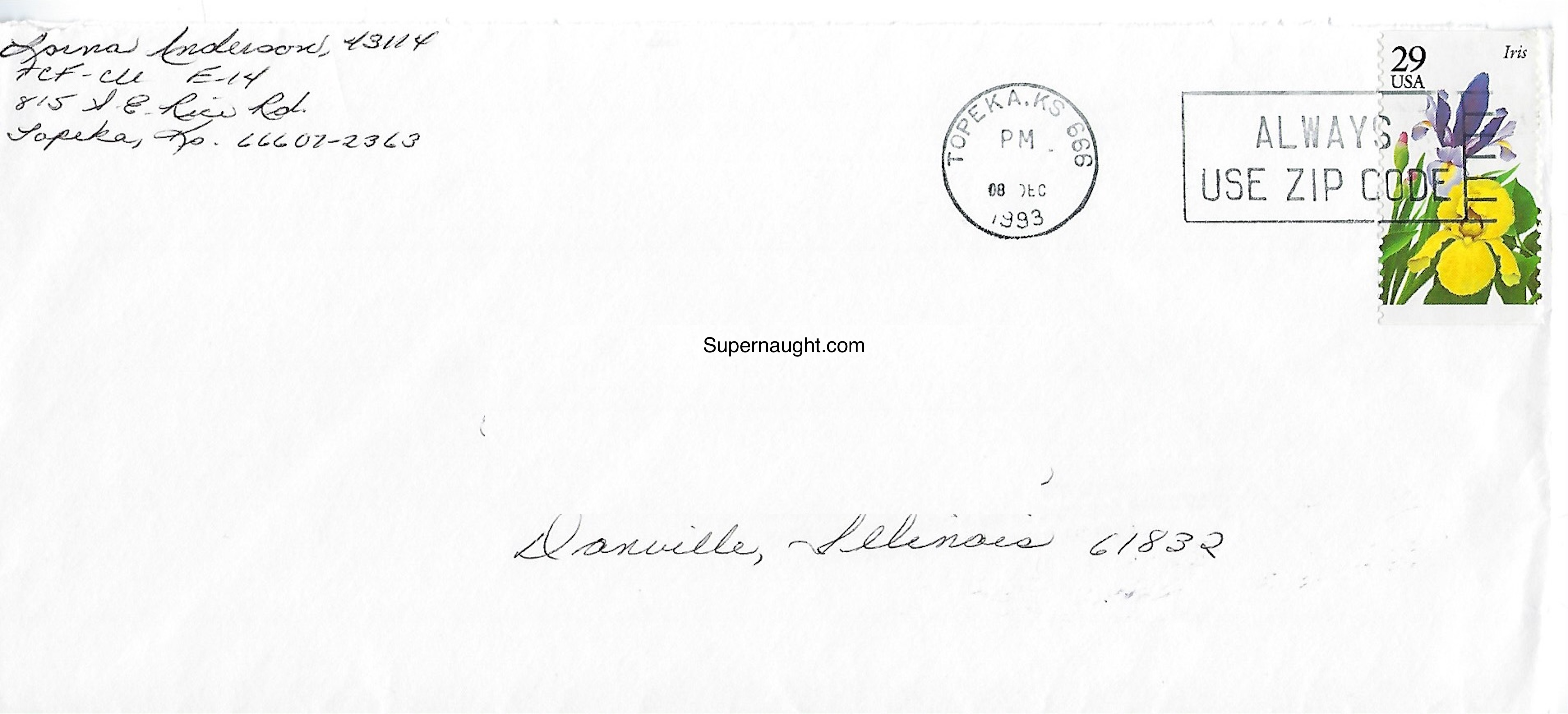 Lorna Anderson Signed Prison Envelope with Bio