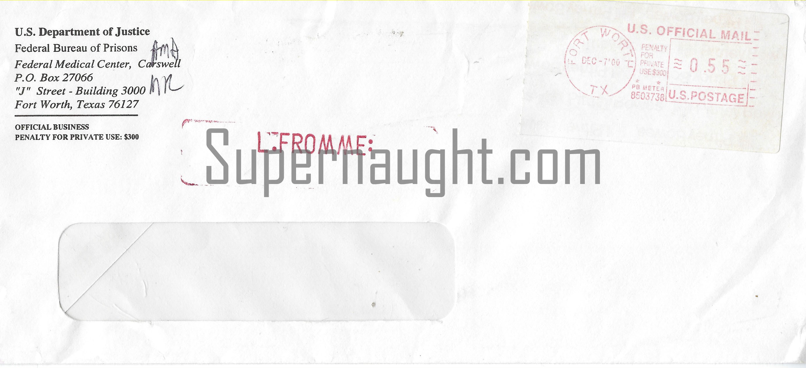 Lynette Fromme Envelope Manson Family