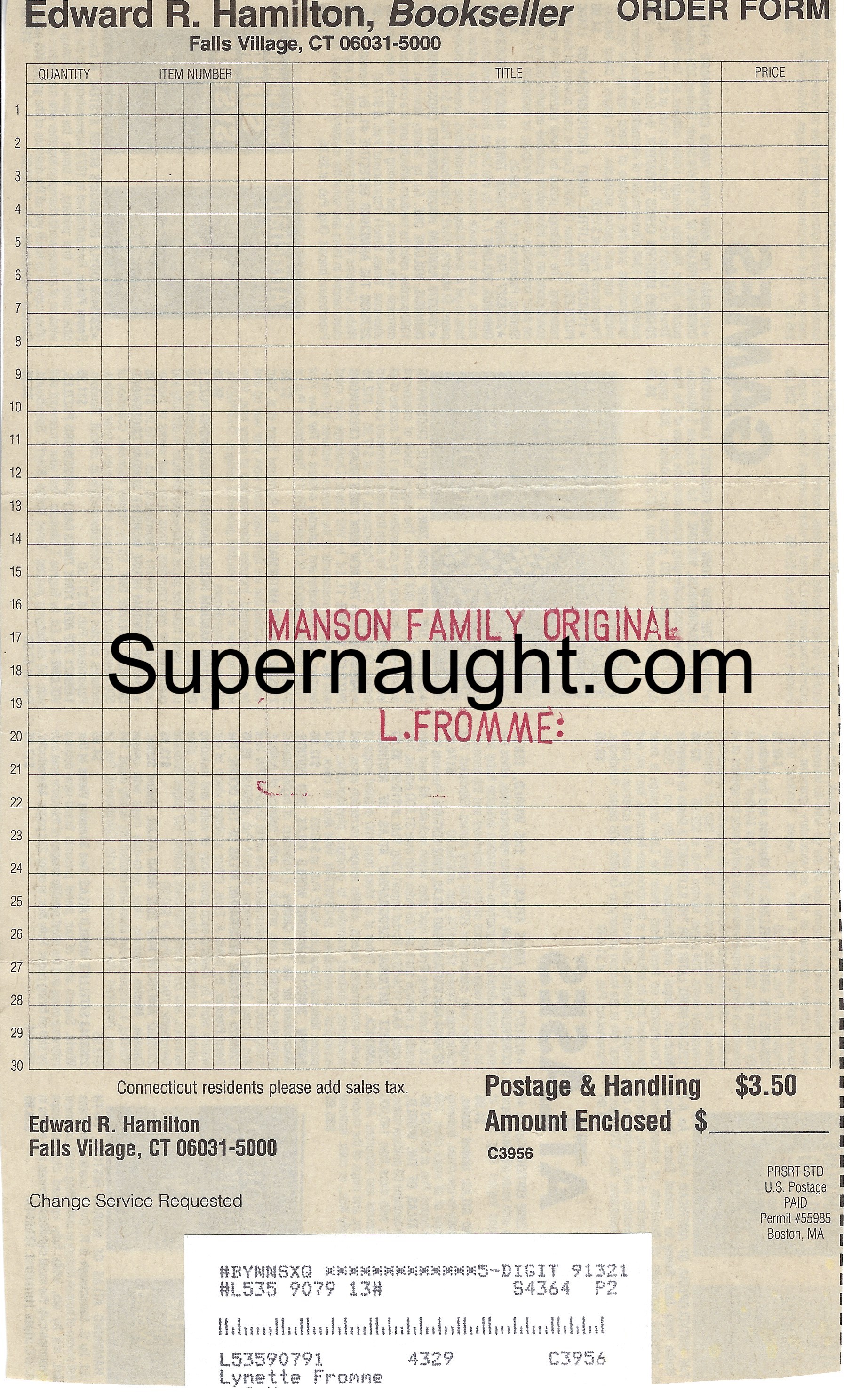 Lynette Fromme Hamilton Bookseller Form