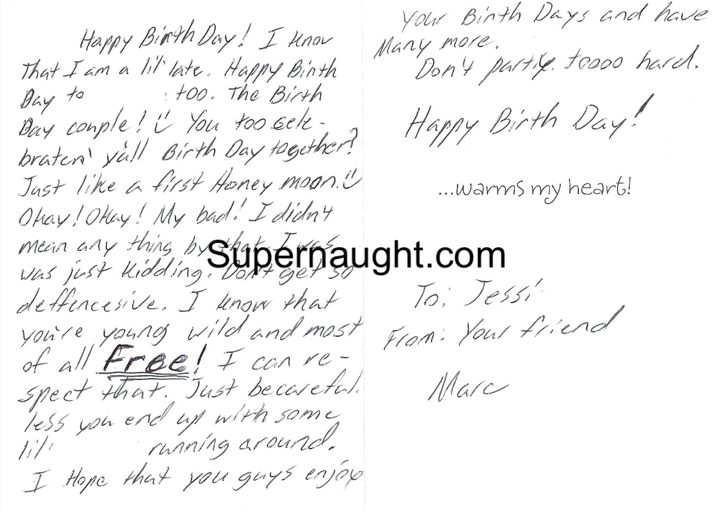 Marc Sappington Birthday Card Envelope Set Both Signed